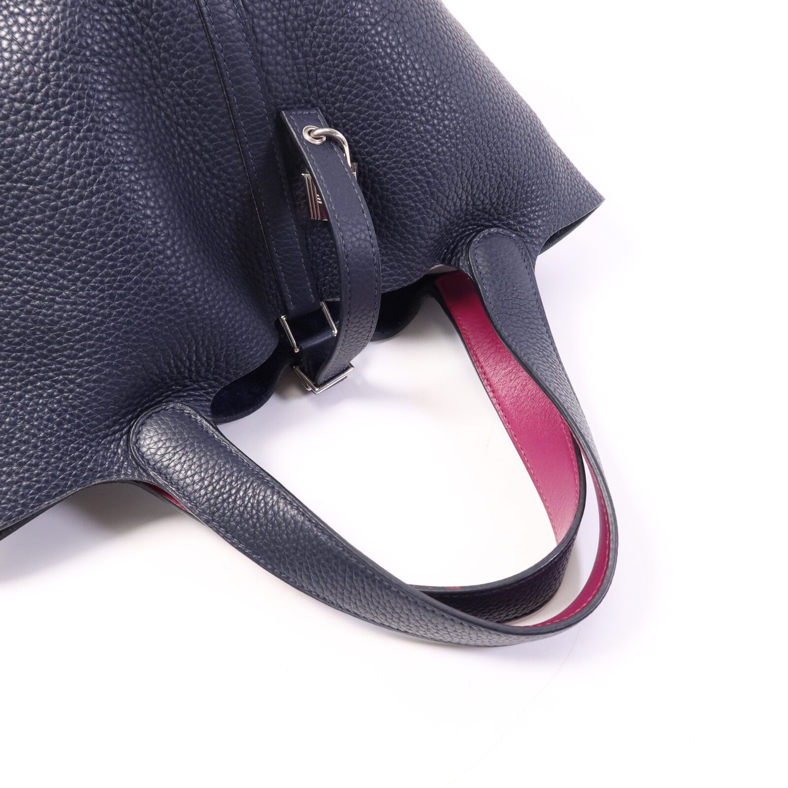 HERMES 【激減優惠】Togo皮革Picotin MM銀扣手挽袋Bleu Nuit/Rose Pourpre