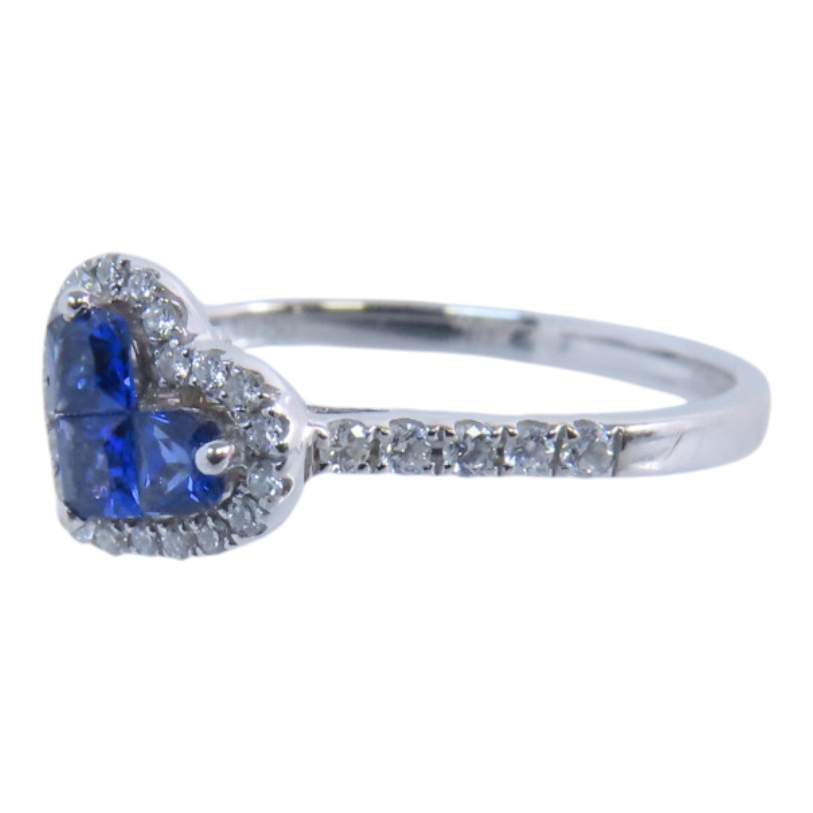 JEWELRY 18K白金Sapphire Diamond Ring藍寶石/鑽石戒指US#9