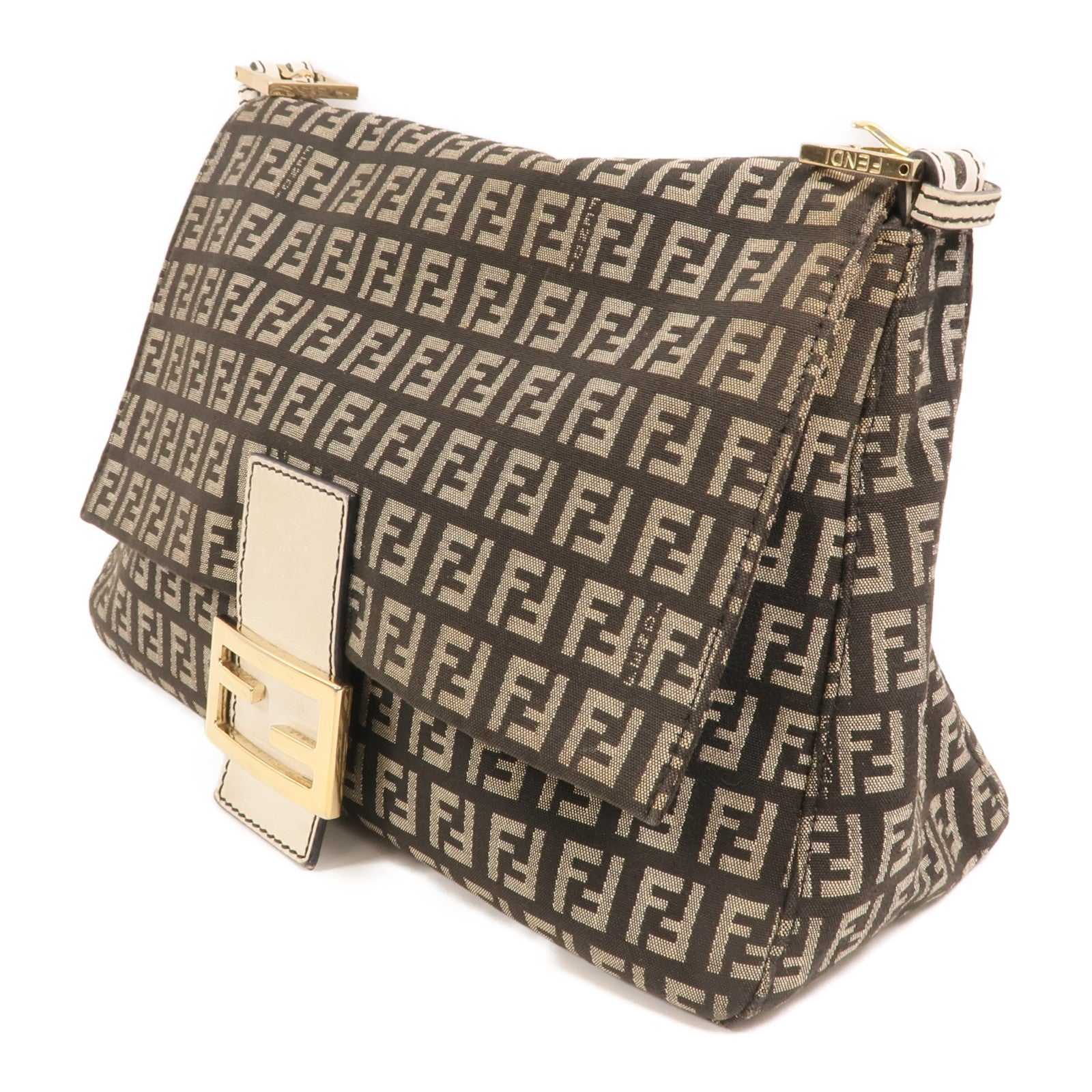 FENDI 帆布Mamma Baguette金扣肩背袋