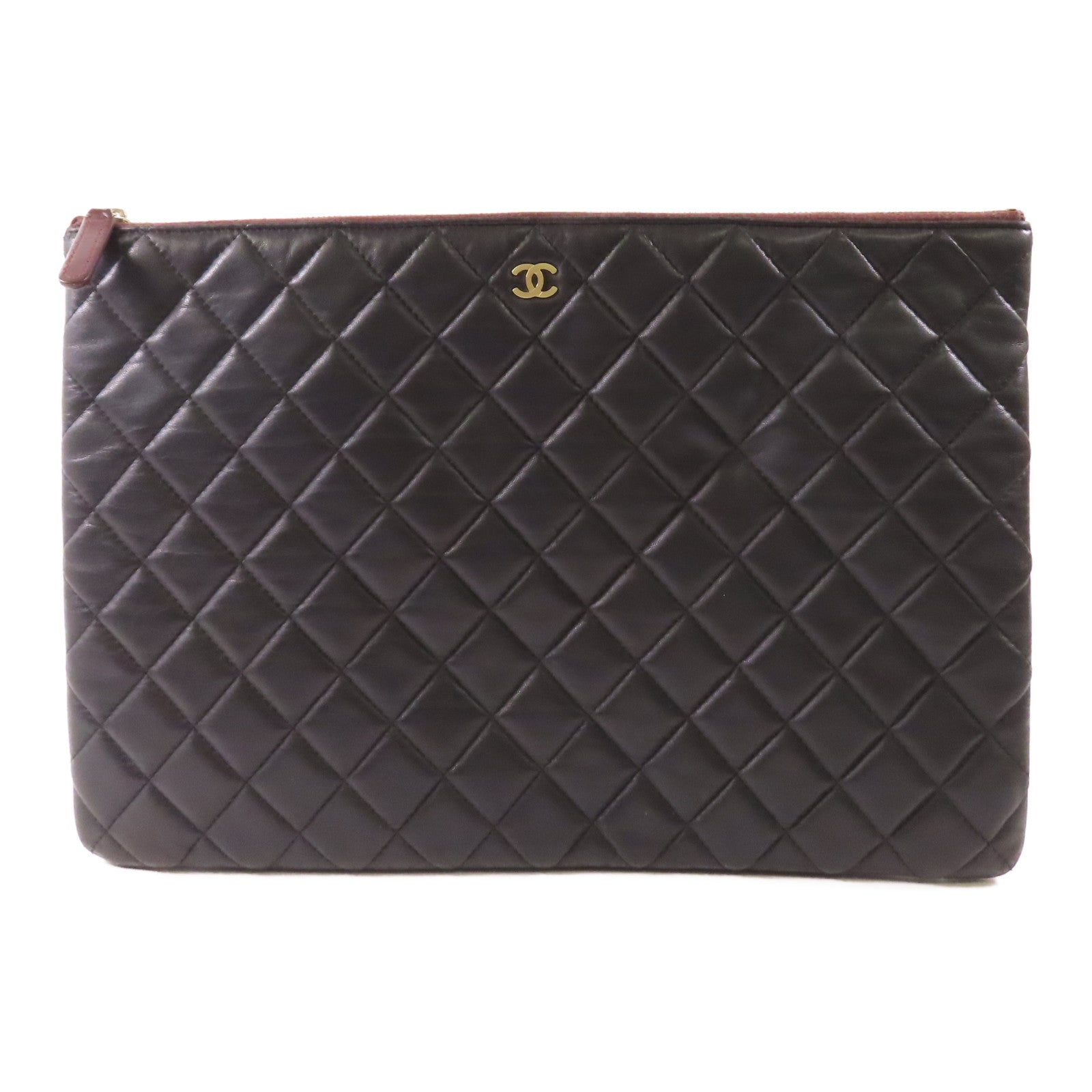CHANEL 牛皮皮革Pouch金扣手拿包