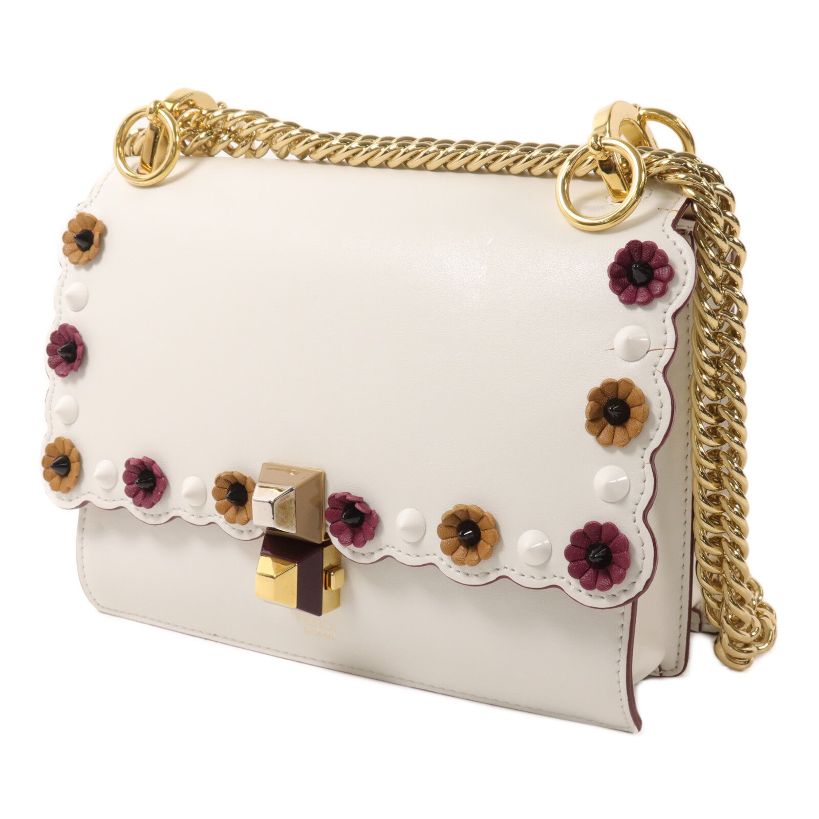 FENDI 牛皮皮革Kan I Small鏈帶肩背袋