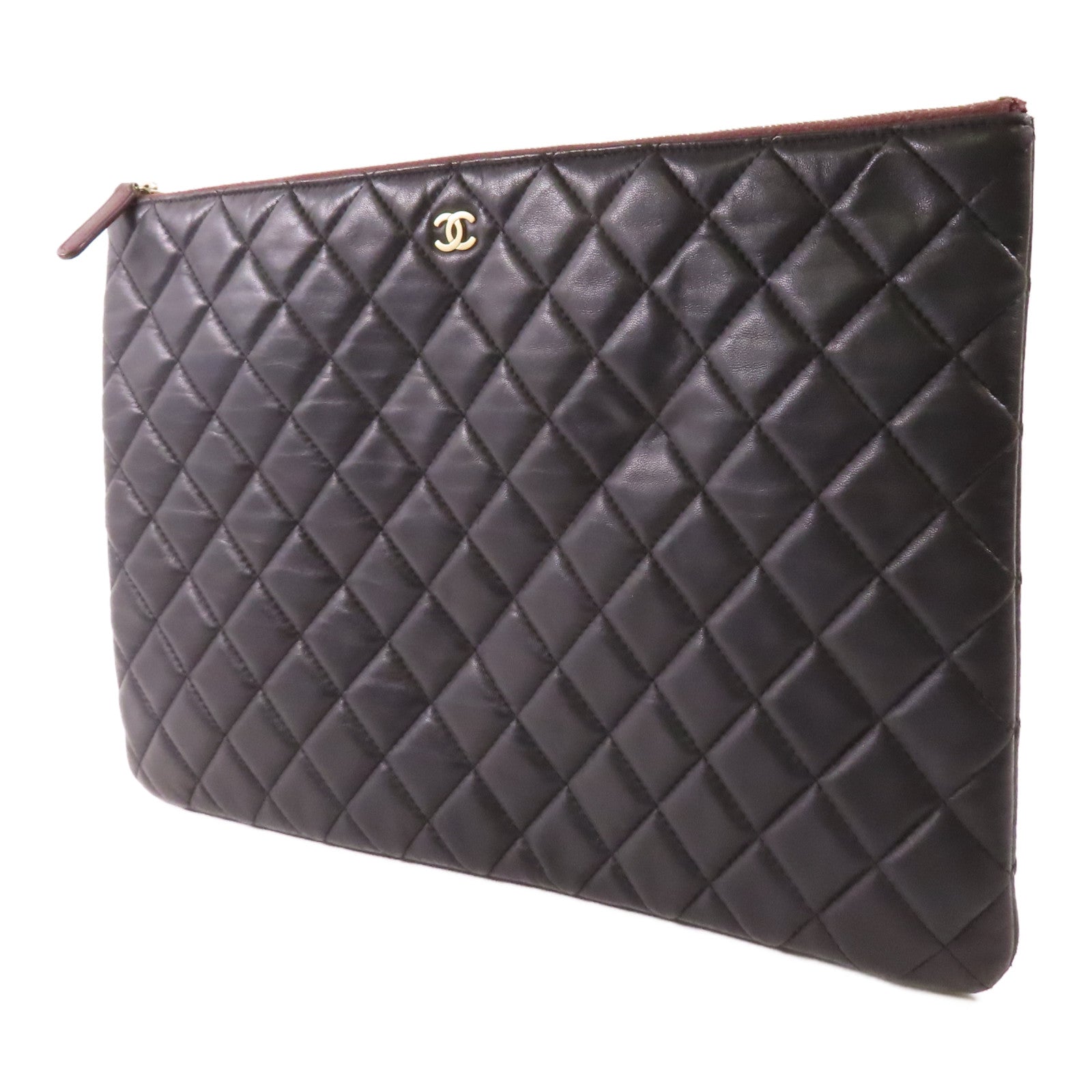 CHANEL 牛皮皮革Pouch金扣手拿包