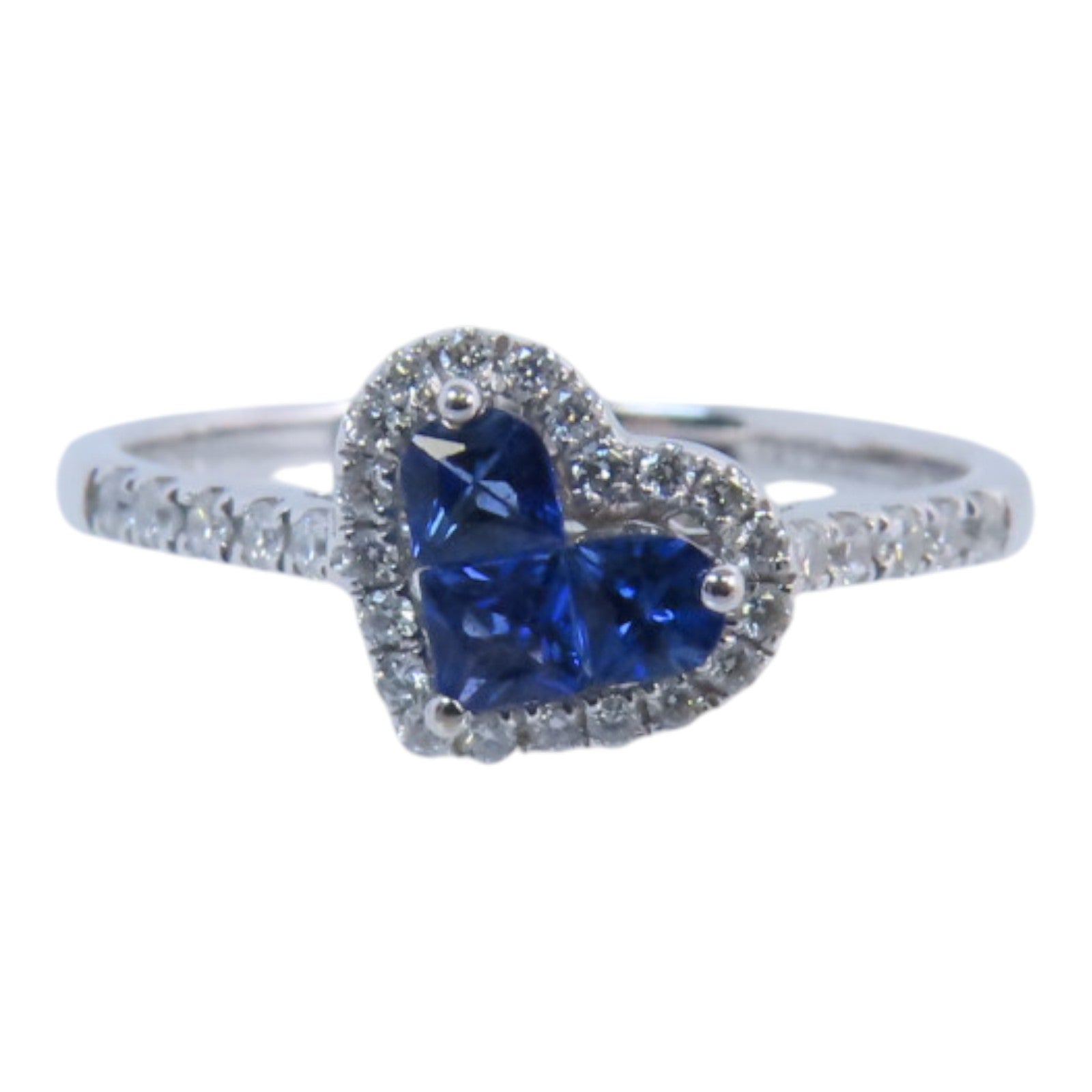 JEWELRY 18K白金Sapphire Diamond Ring藍寶石/鑽石戒指US#9