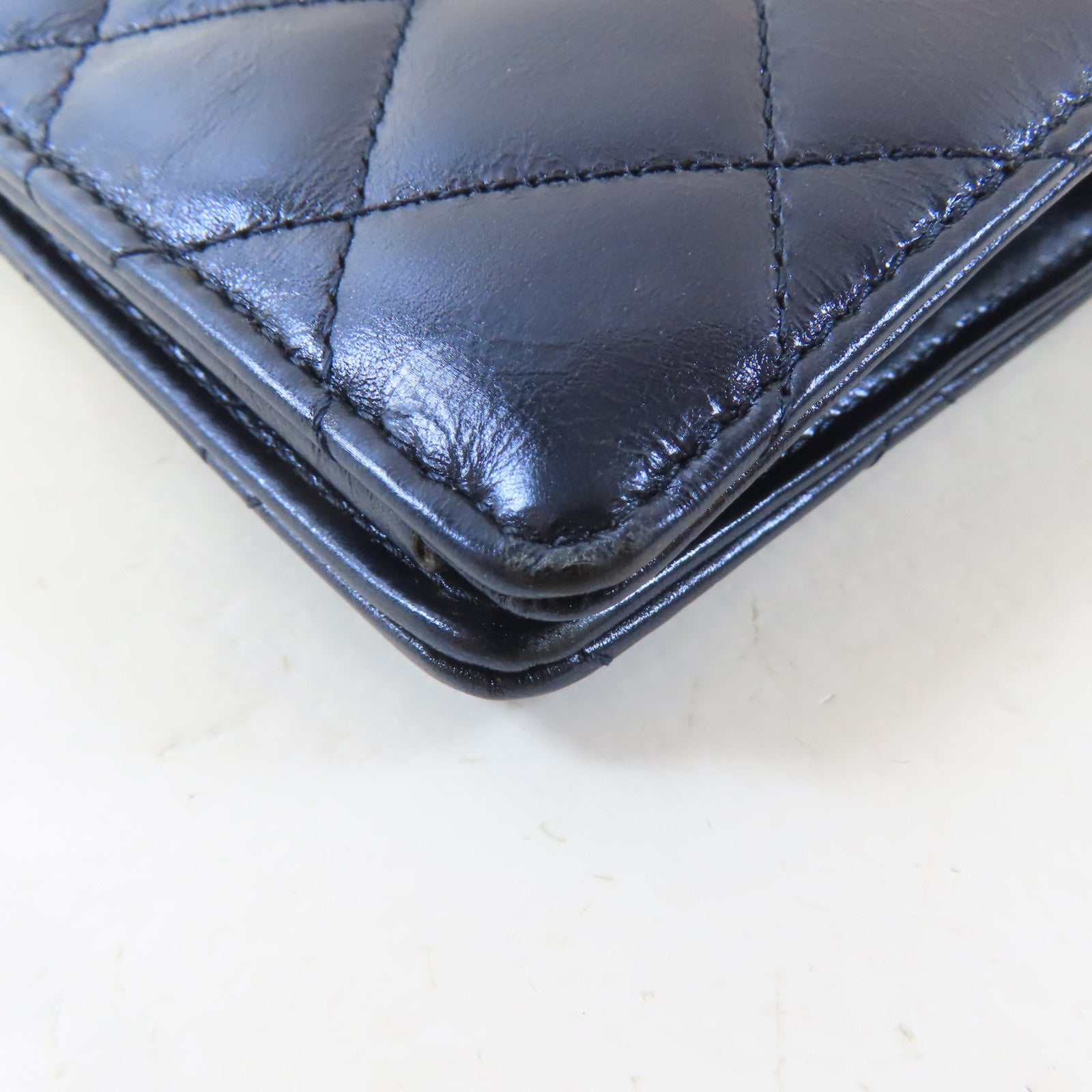 CHANEL 【激減優惠】菱格牛皮皮革Long Wallet銀扣長錢包藍色