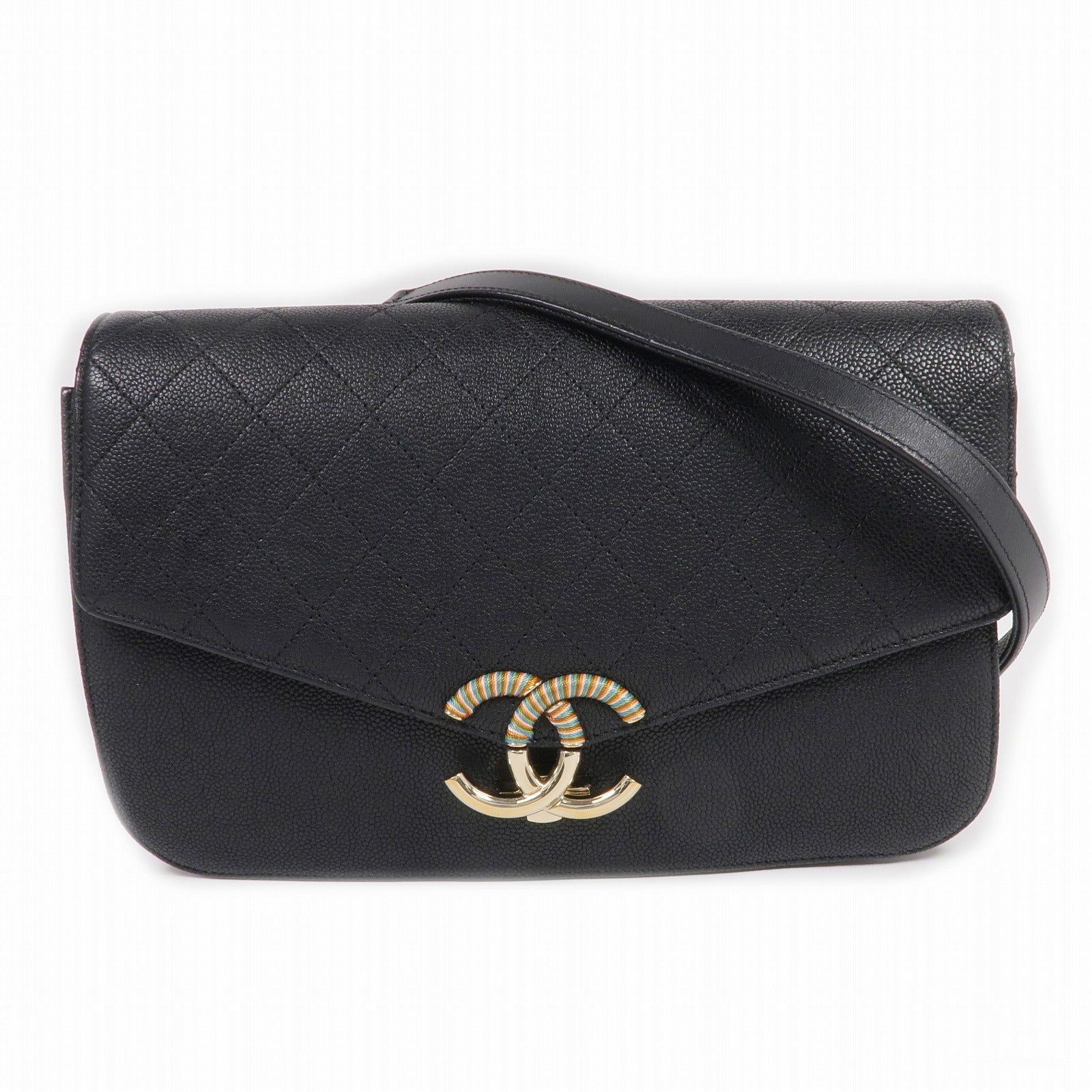 CHANEL 【激減優惠】牛皮皮革Chain Shoulder金扣鏈帶肩背袋