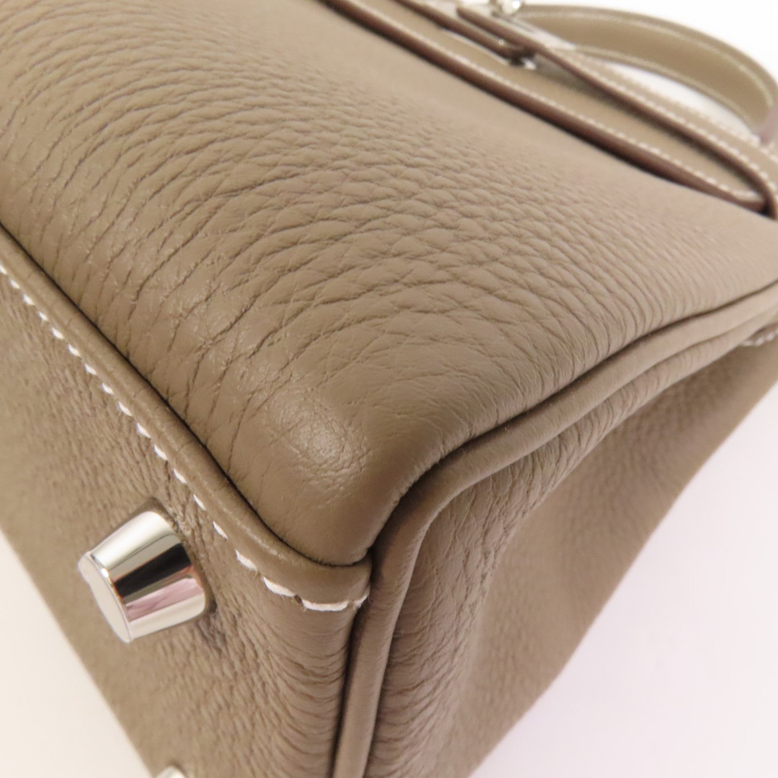 HERMES Togo皮革Kelly 25銀扣手挽肩背兩用袋Etoupe