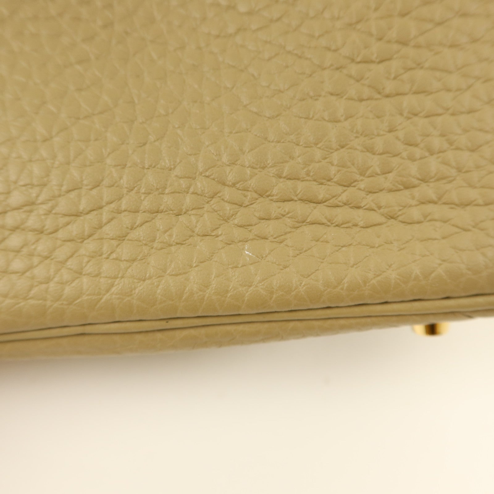 HERMES Clemence皮革Mini Lindy金扣手挽肩背兩用袋Beige Marfa