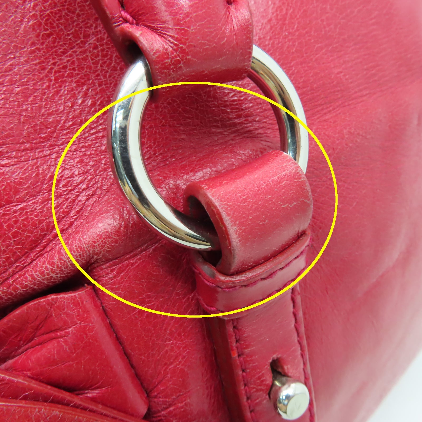 Miu Miu 【激減優惠】牛皮皮革2 Way Shoulder銀扣手挽肩背兩用袋紅色