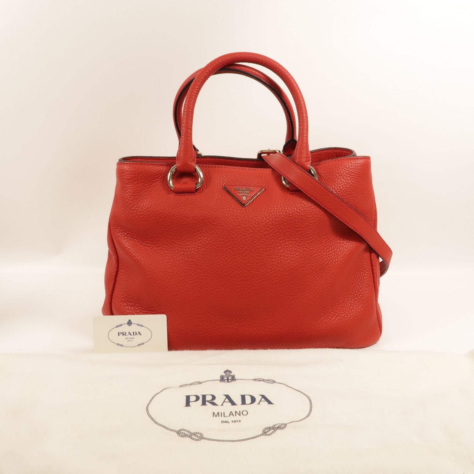 PRADA 牛皮皮革2WayShoulder手挽肩背兩用袋