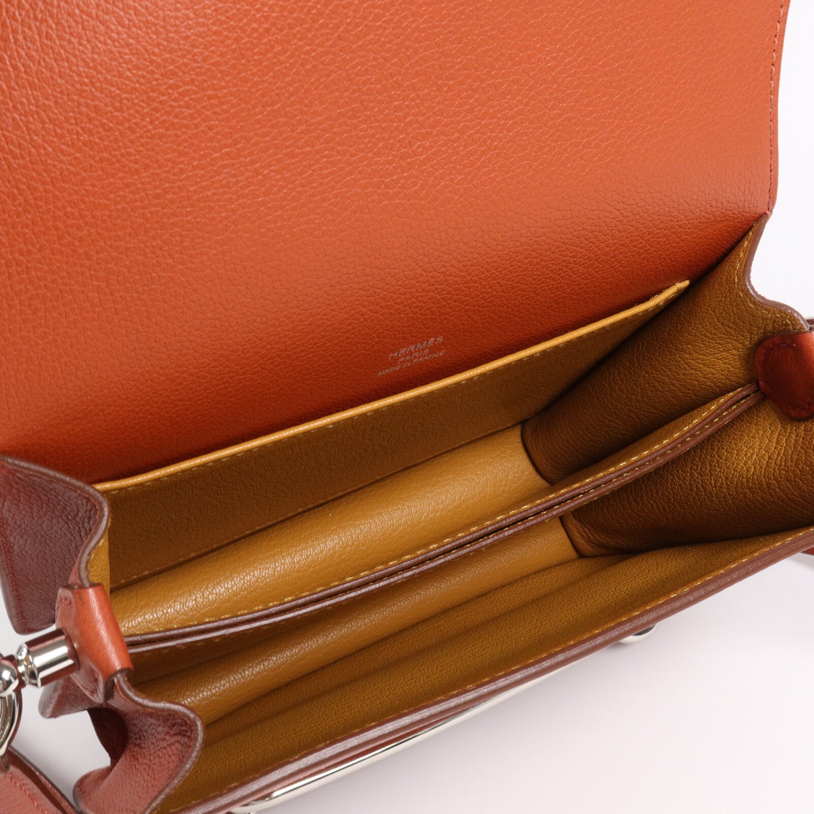 HERMES Evercolor皮革Mini Roulis肩背袋Brique/Caramel