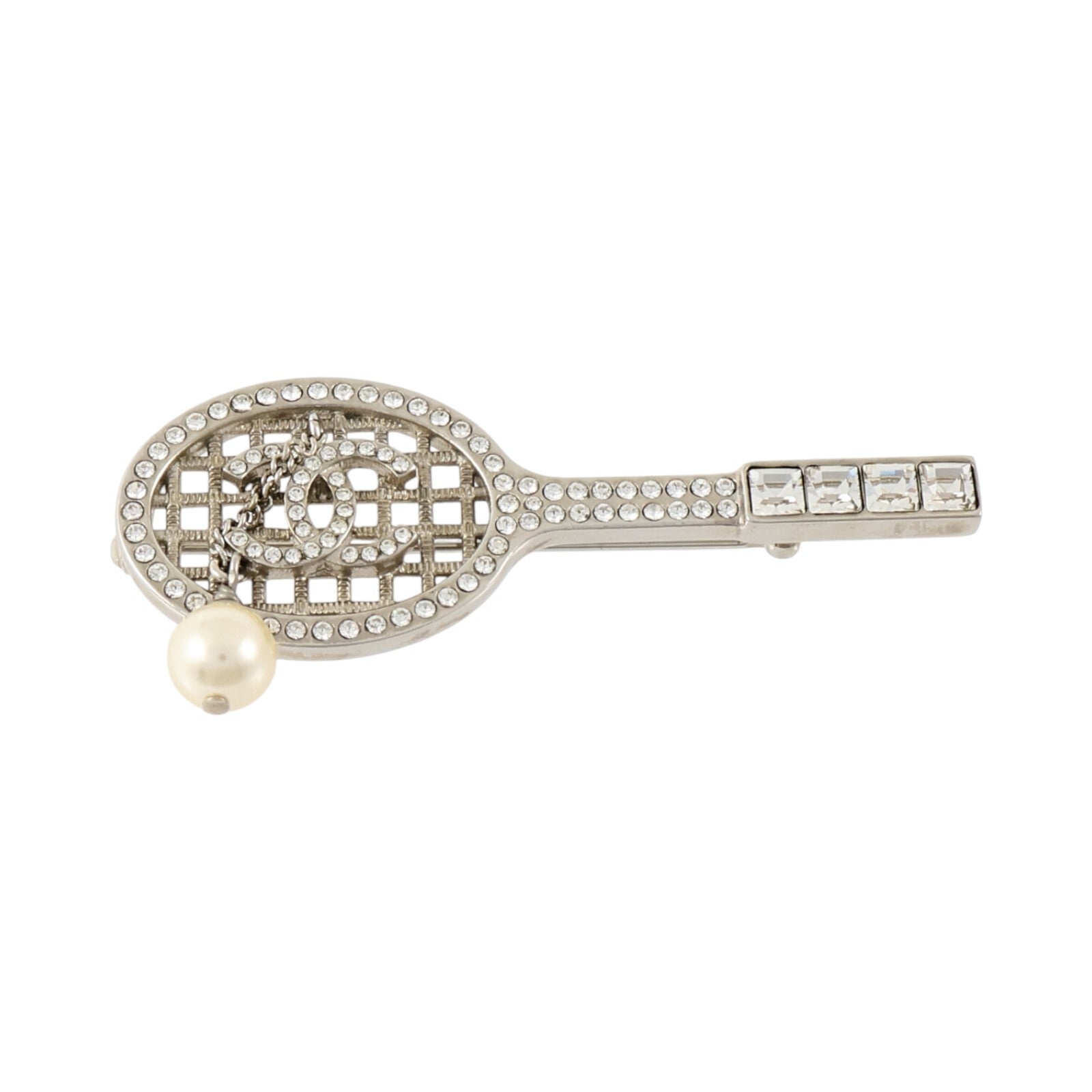 CHANEL 金屬/PVC Brooch銀扣胸針