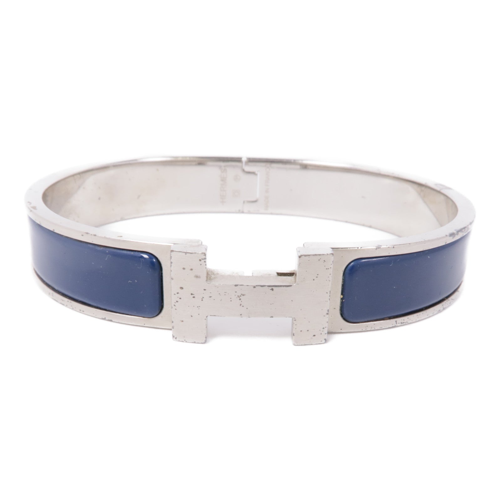 HERMES 金屬/琺瑯Clic-H Bracelet銀扣手鐲