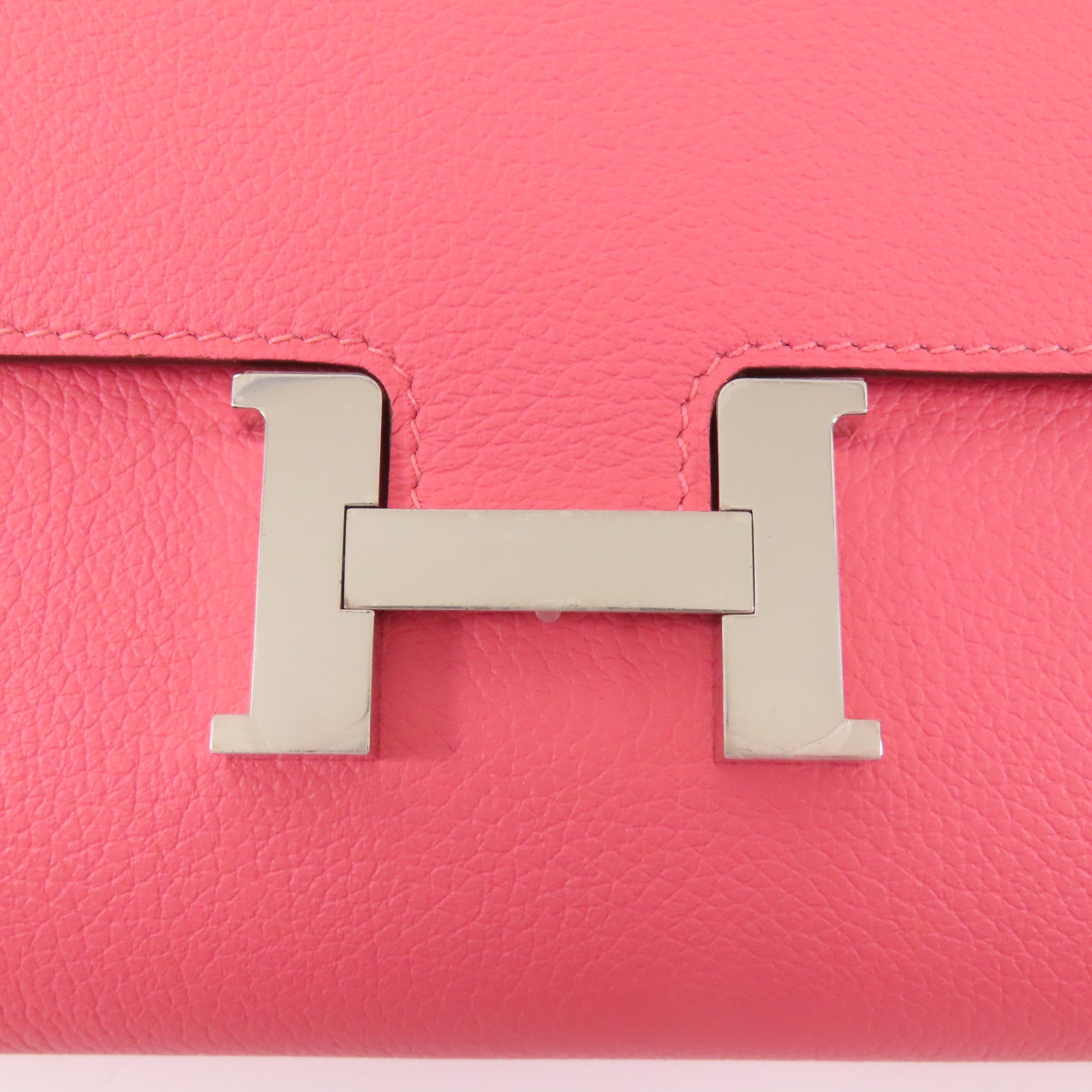 HERMES Evercolor皮革Constance To Go銀扣肩背袋Roze Azalee