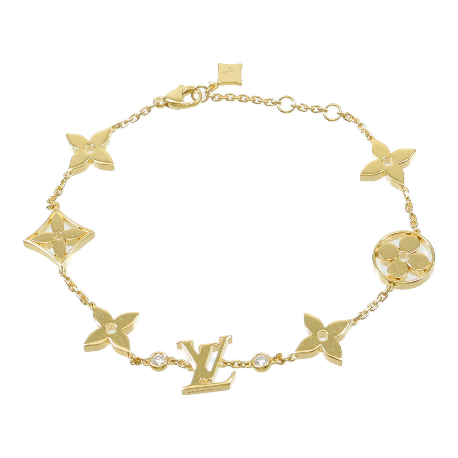 LOUIS VUITTON 18K黃金Idylle Blossom Monogram鑽石手鏈