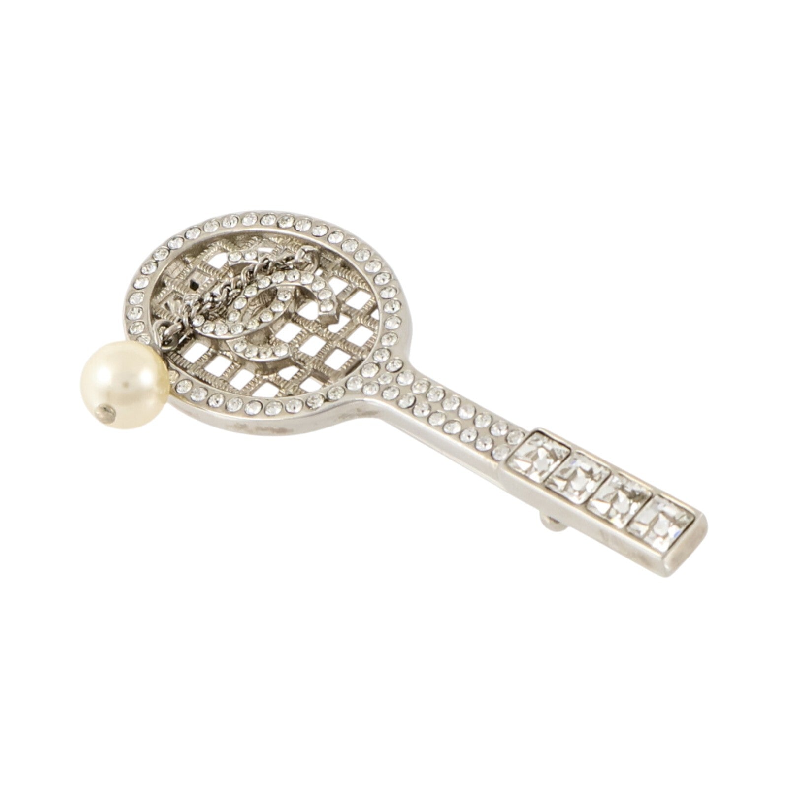 CHANEL 金屬/PVC Brooch銀扣胸針