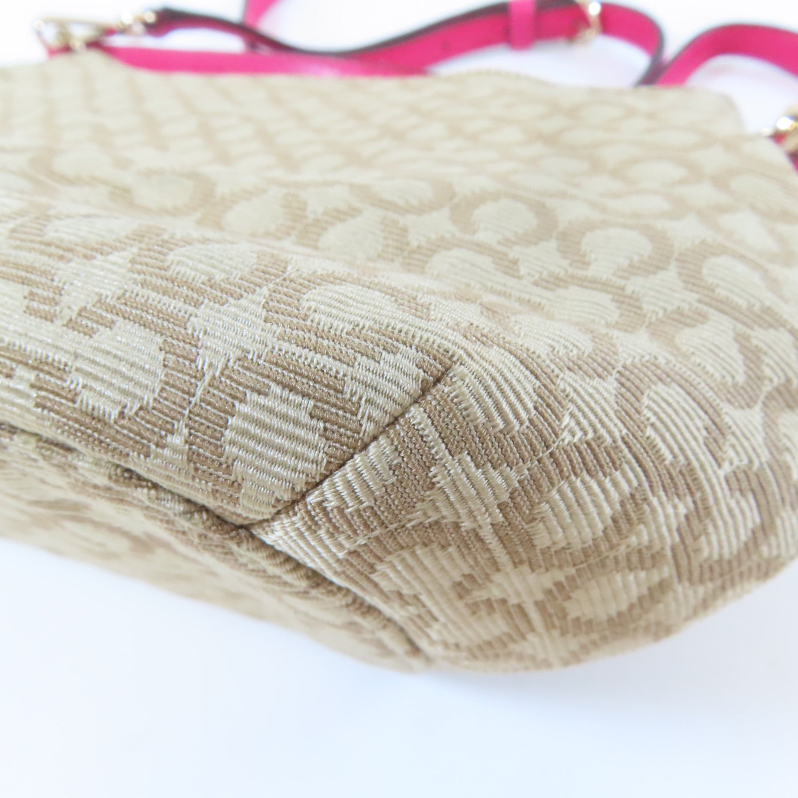 COACH 【激減優惠】帆布2 Way Shoulder金扣手挽肩背兩用袋啡色/粉紅色