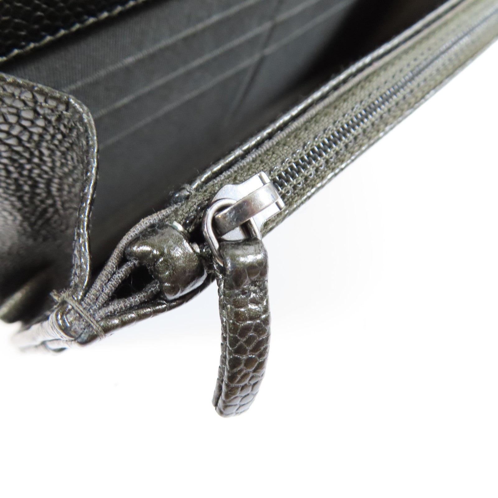CHANEL 菱格Caviar皮革Wallet On Chain銀扣鏈帶肩背袋灰色