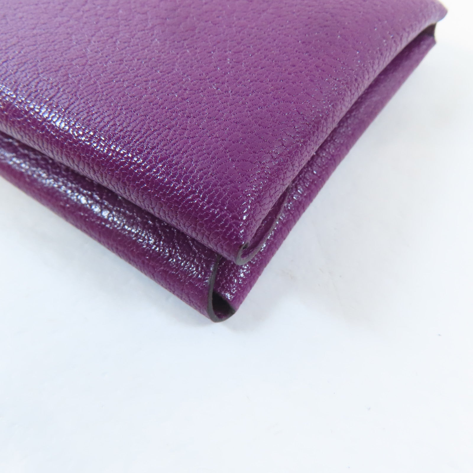 HERMES Chevre皮革Calvi Duo銀扣卡片套紫色
