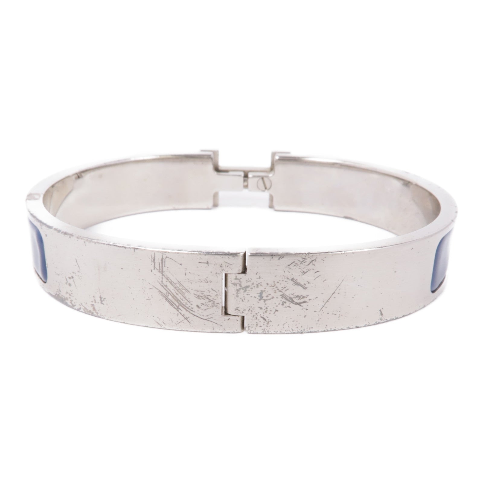 HERMES 金屬/琺瑯Clic-H Bracelet銀扣手鐲