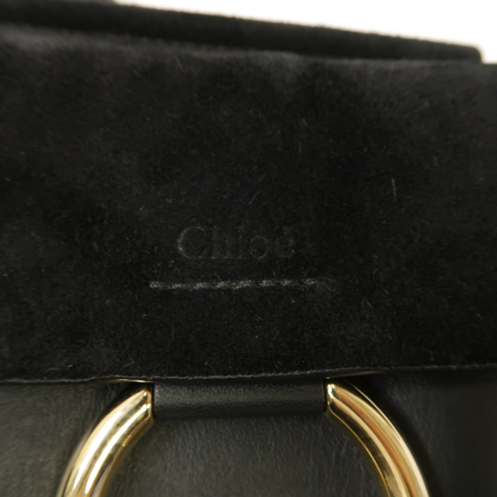 Chloe 牛皮皮革/麂皮皮革Faye Mini金扣/銀扣肩背袋黑色