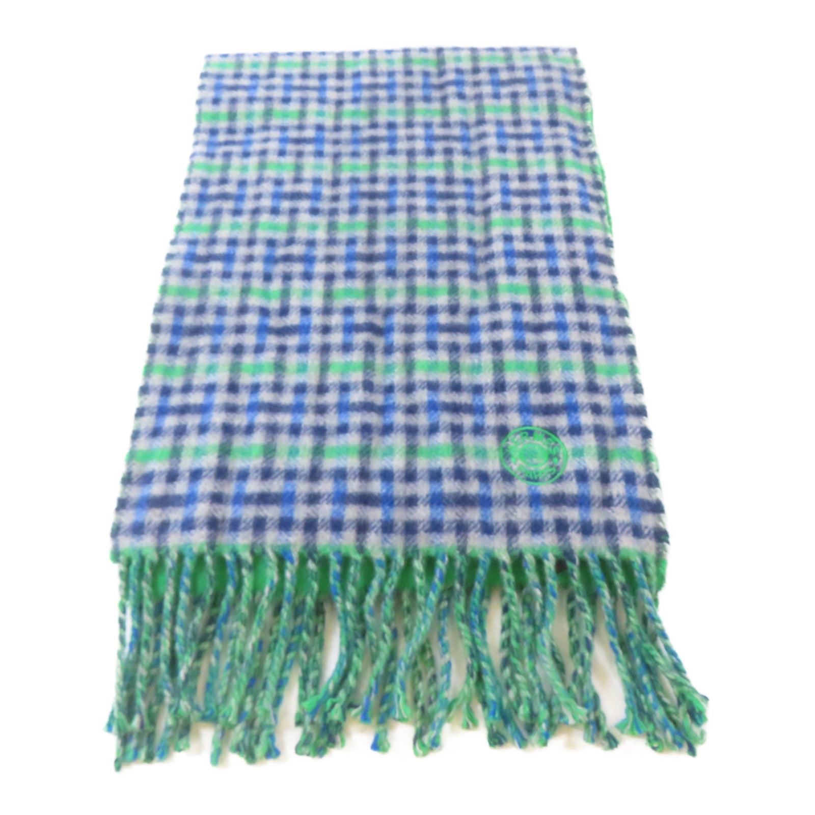HERMES 羊絨Scarf圍巾綠色/藍色
