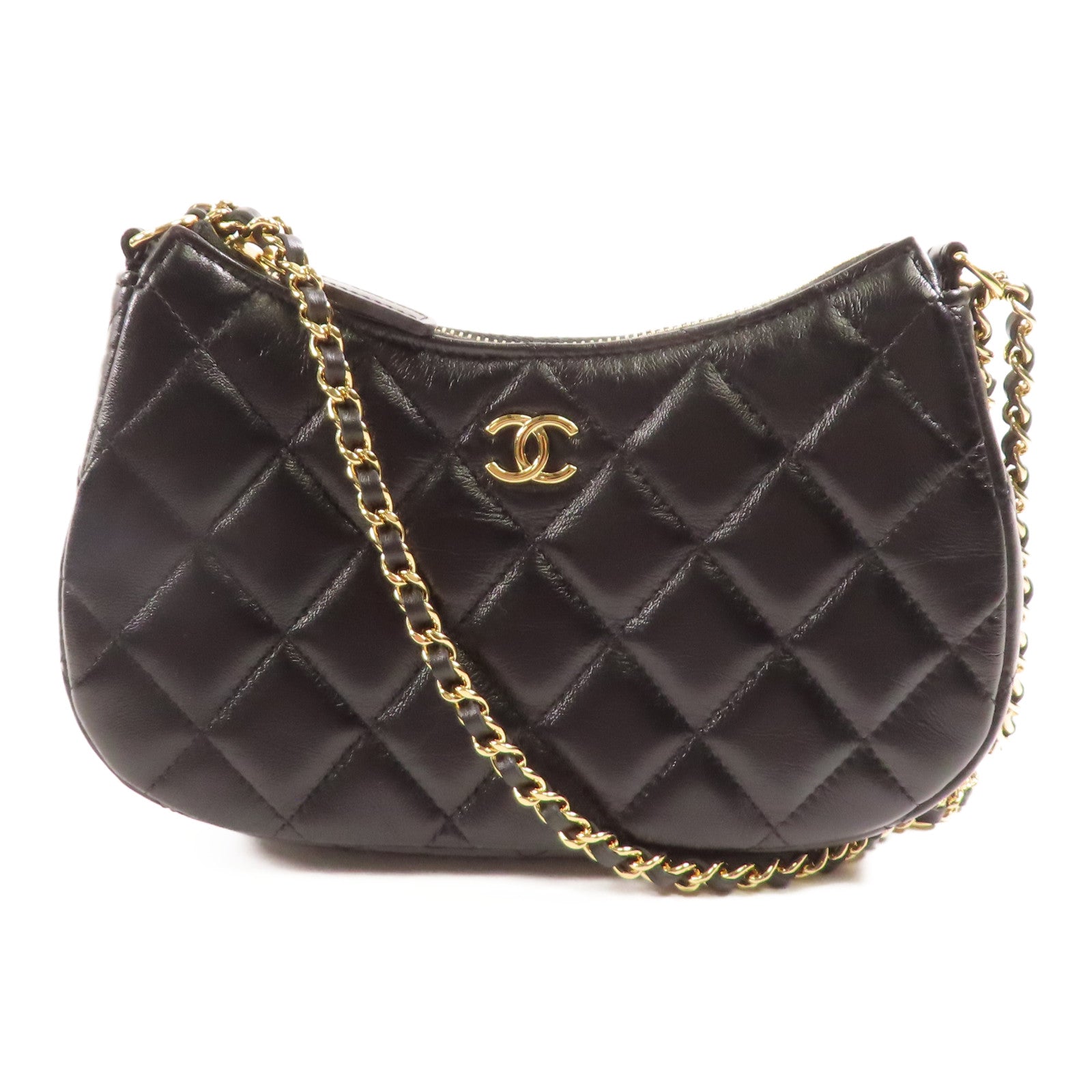 CHANEL 牛皮皮革Shoulder Bag金扣鏈帶肩背袋
