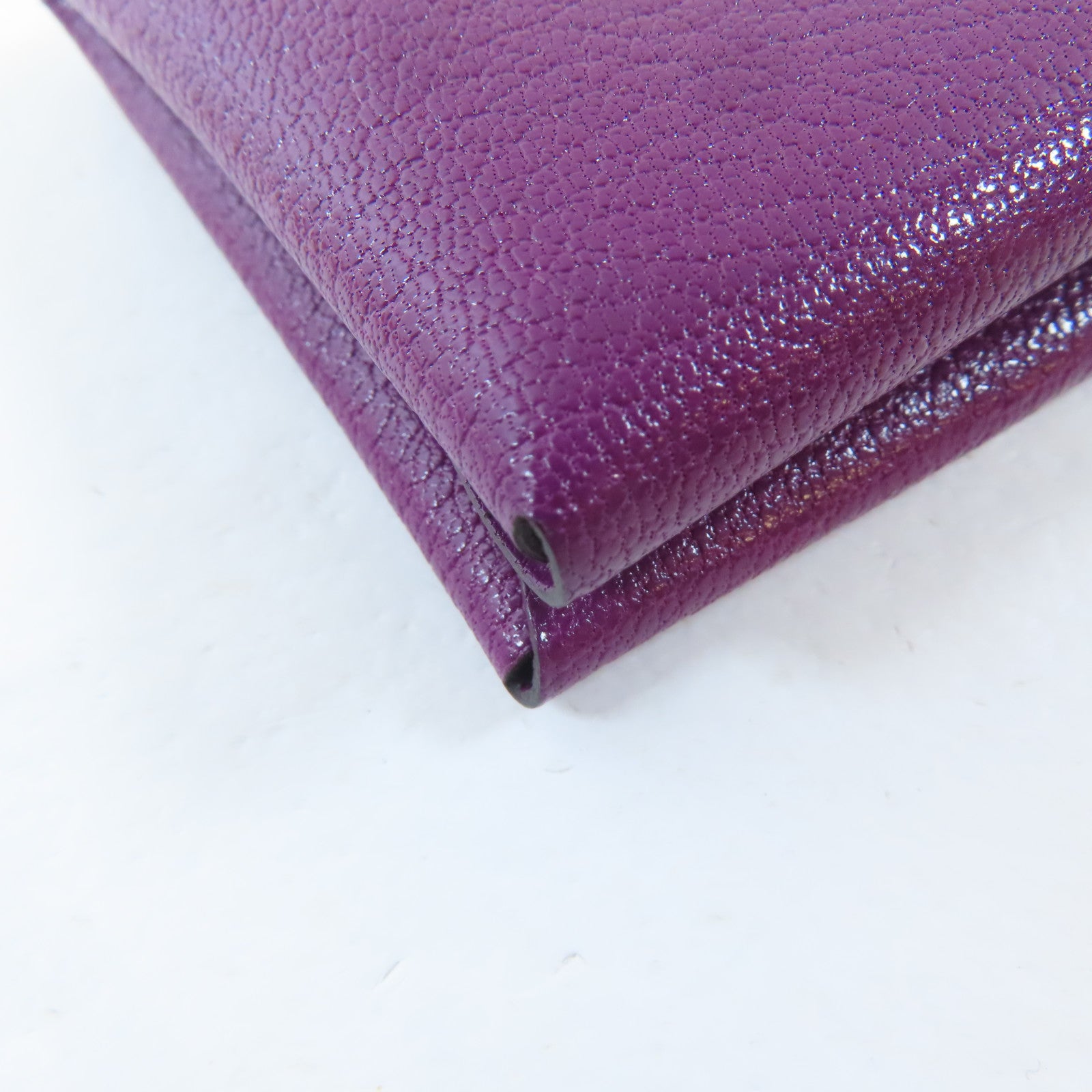 HERMES Chevre皮革Calvi Duo銀扣卡片套紫色