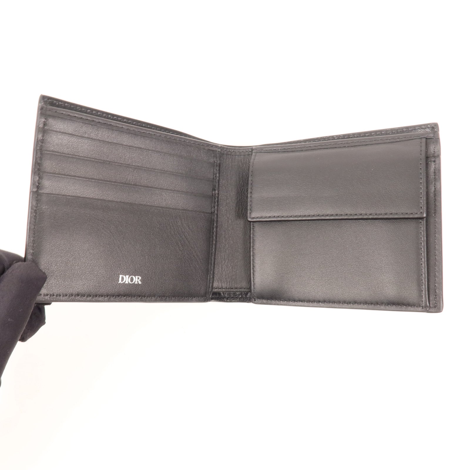 Dior 牛皮皮革Wallet銀扣錢包