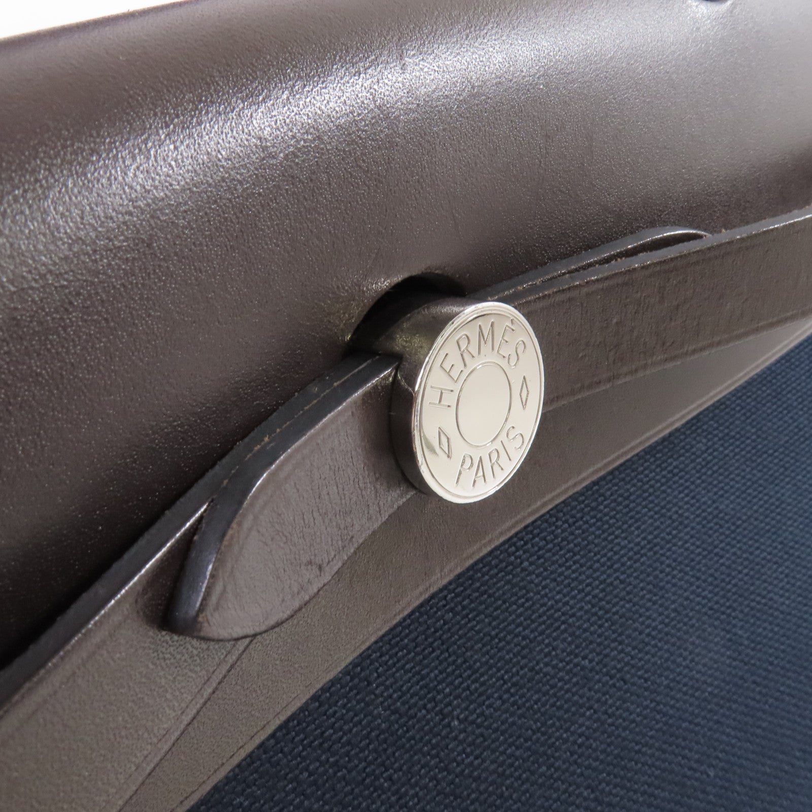 HERMES 帆布Herbag PM 2Way Shoulder Bag銀扣手挽肩背袋藍色