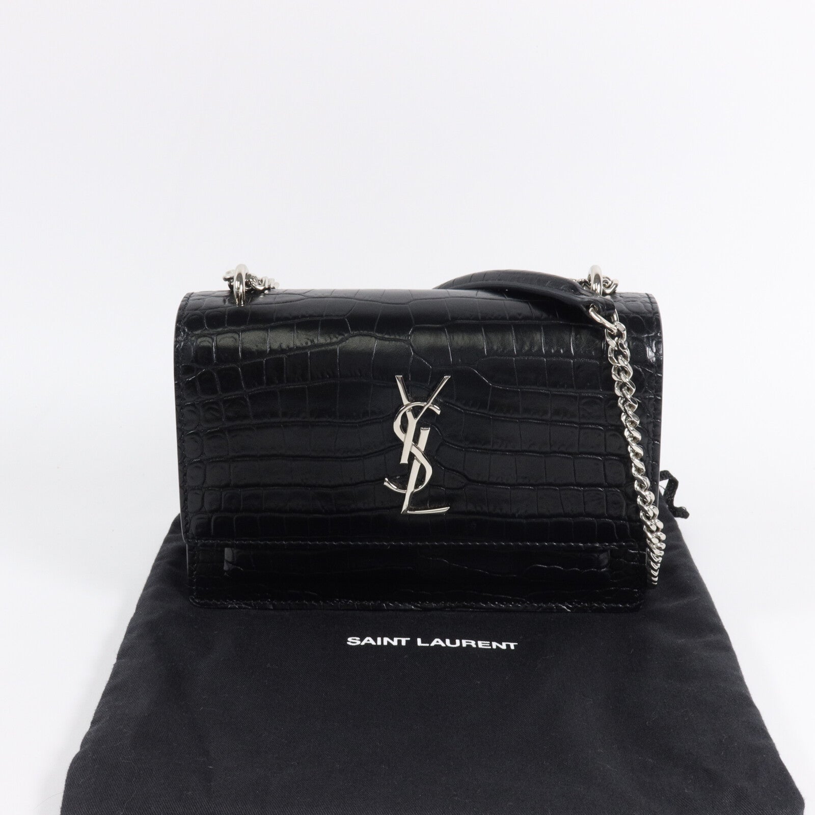 SAINT LAURENT 牛皮皮革Sunset Mini鏈帶肩背袋