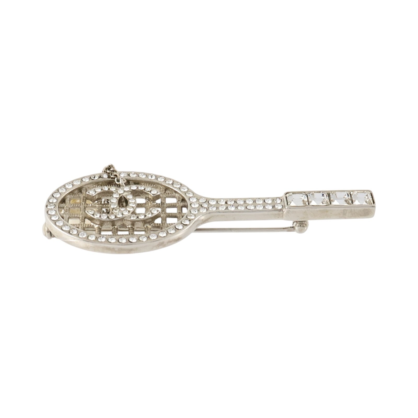 CHANEL 金屬/PVC Brooch銀扣胸針