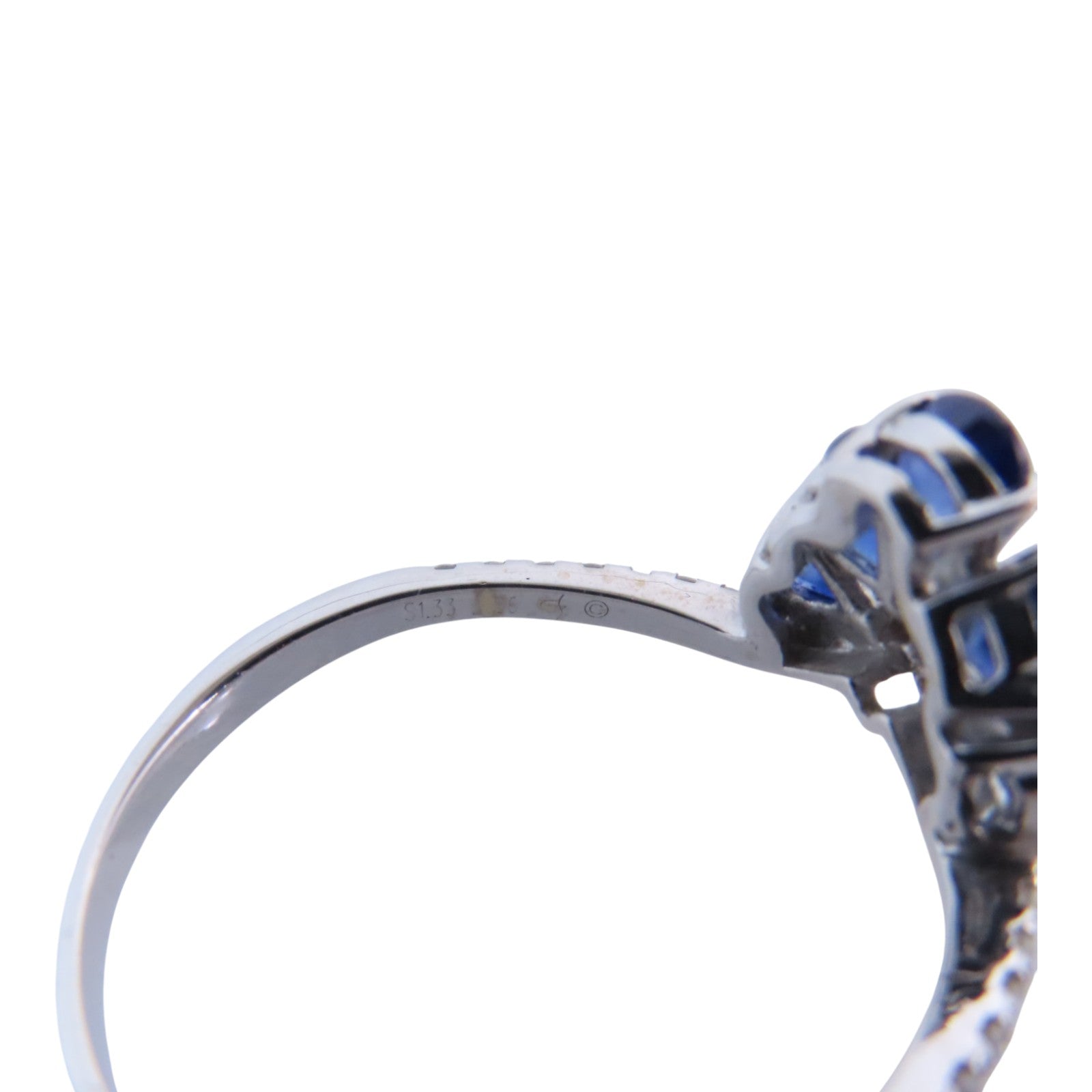 JEWELRY 18K白金Sapphire Diamond Ring藍寶石/鑽石戒指US#9