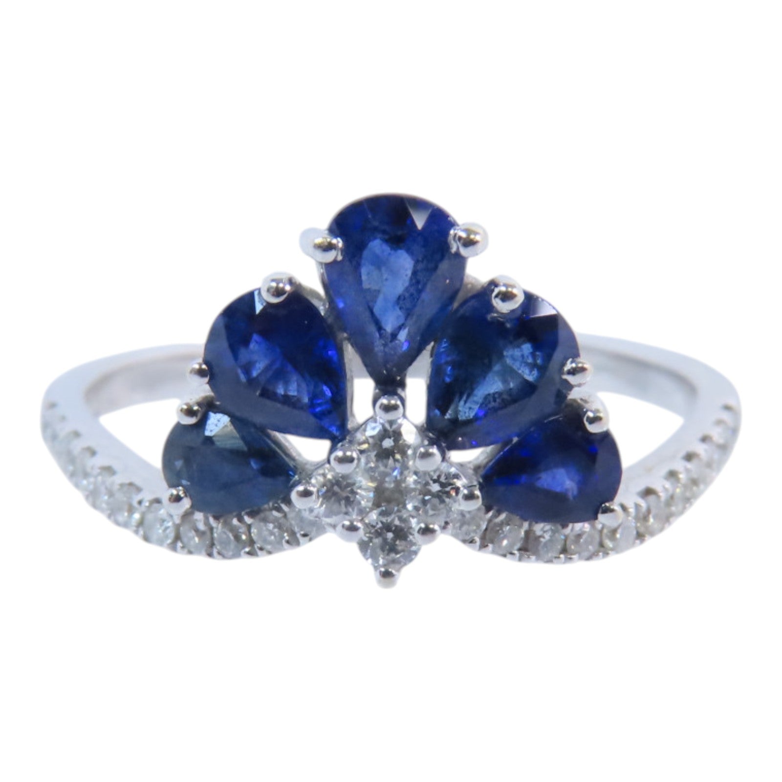 JEWELRY 18K白金Sapphire Diamond Ring藍寶石/鑽石戒指US#9