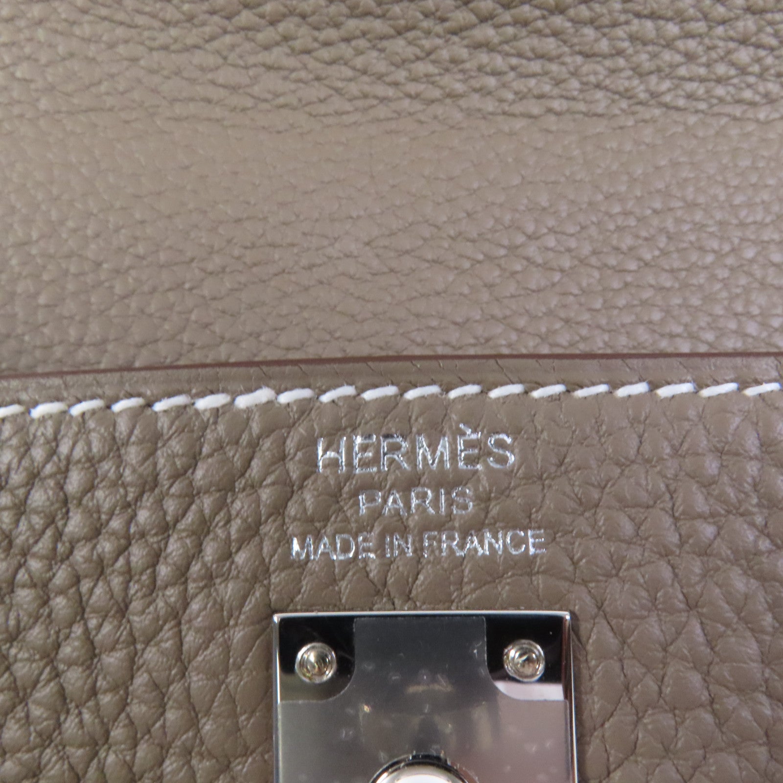 HERMES Togo皮革Kelly 25銀扣手挽肩背兩用袋Etoupe