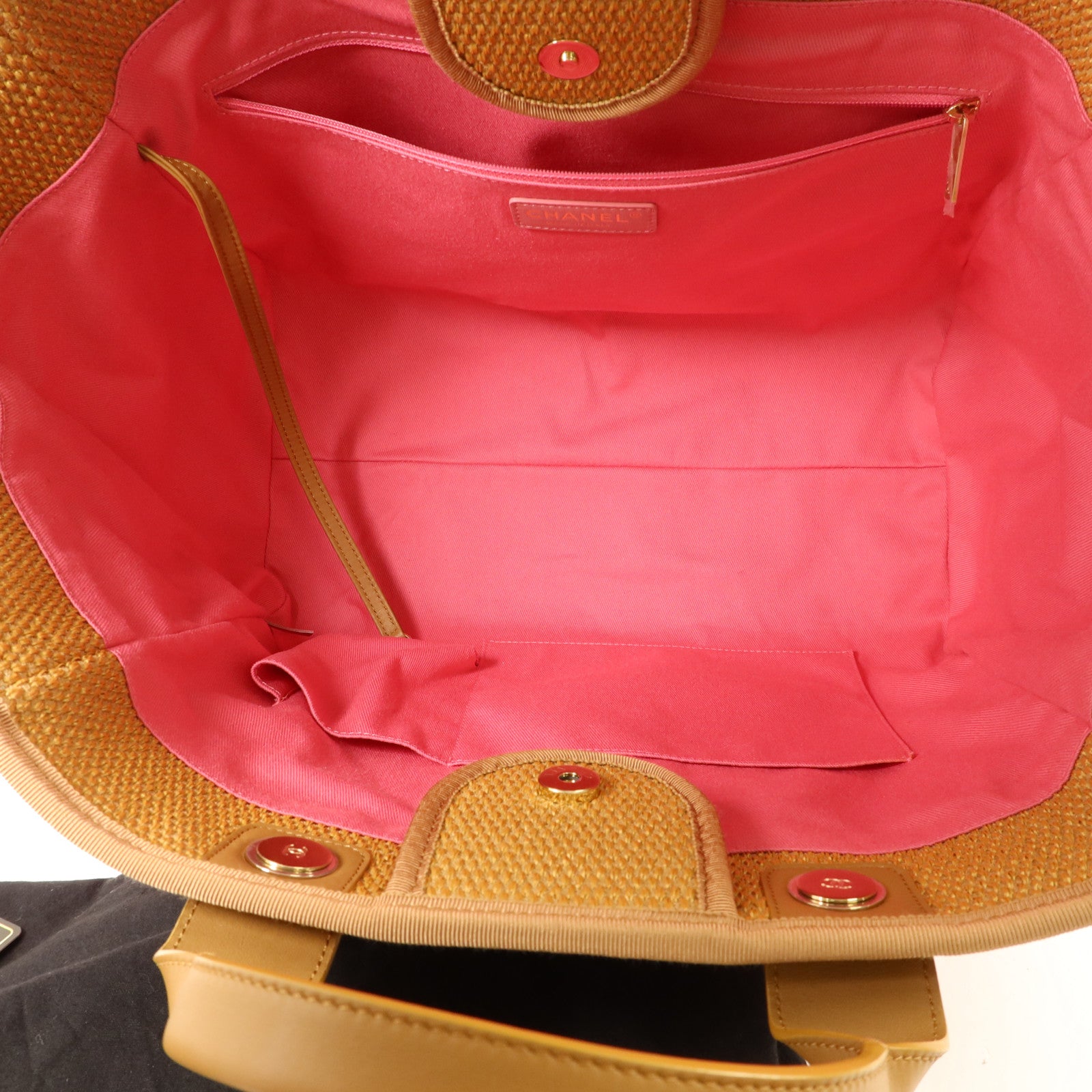 CHANEL Raffia Striped Straw Raffia Deauville Tote金扣手挽肩背兩用袋