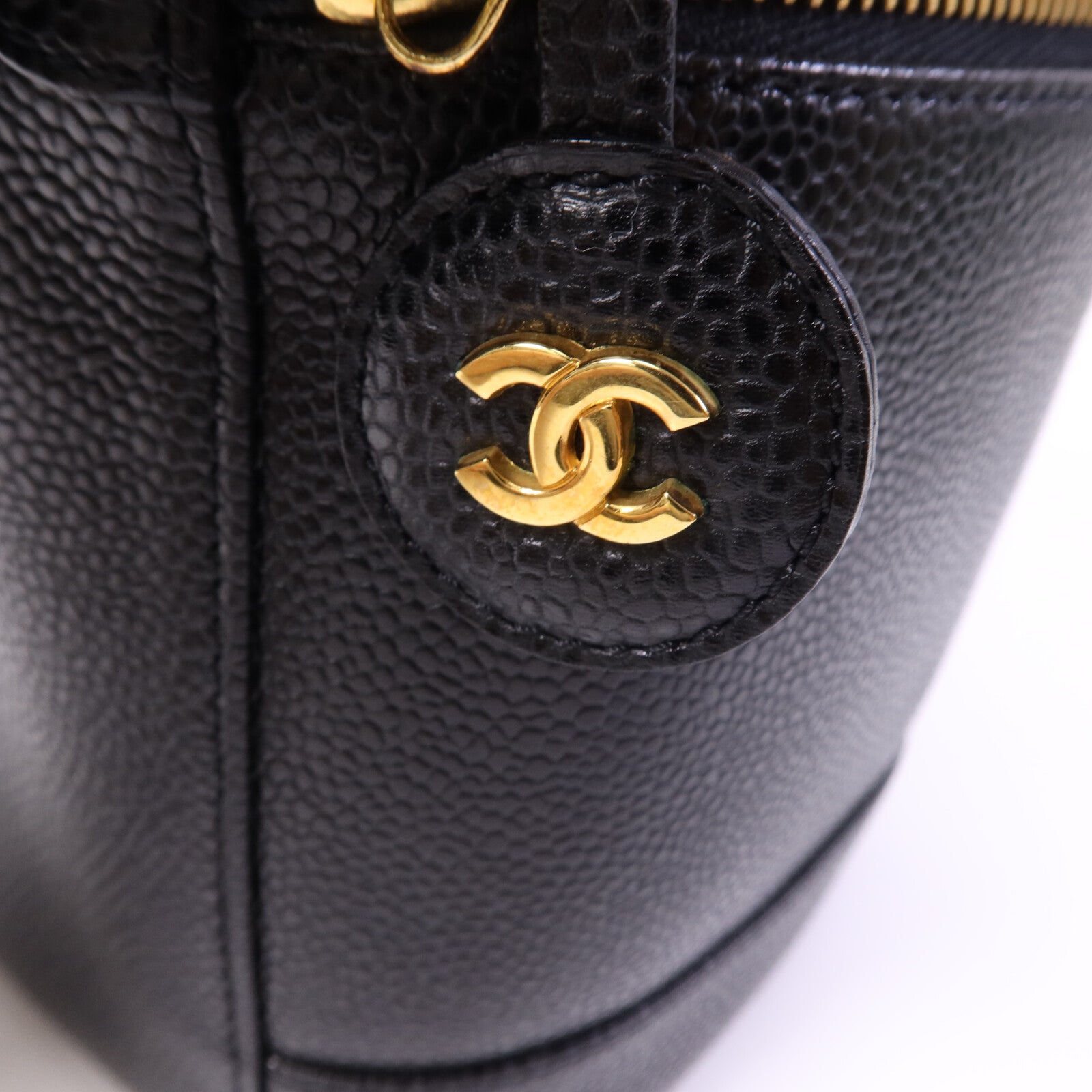 CHANEL 牛皮皮革Vintage Vanity Case金扣手挽袋