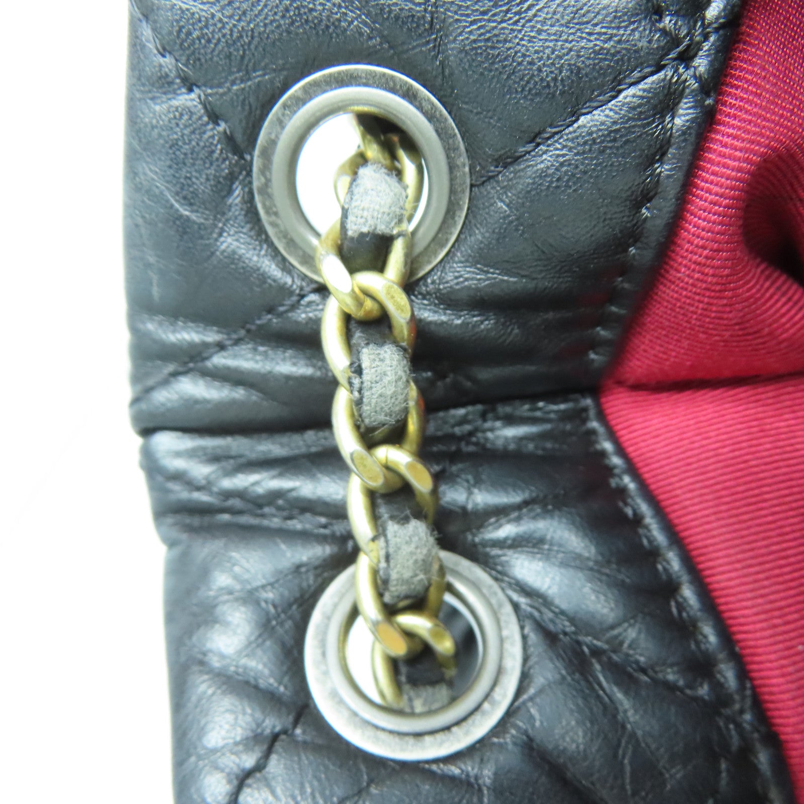 CHANEL 菱格牛皮皮革Backpack金扣/銀扣背包黑色
