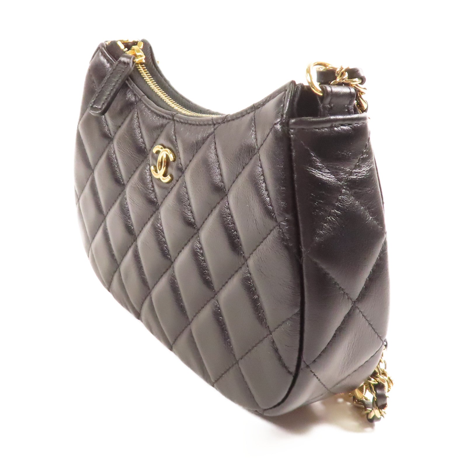 CHANEL 牛皮皮革Shoulder Bag金扣鏈帶肩背袋