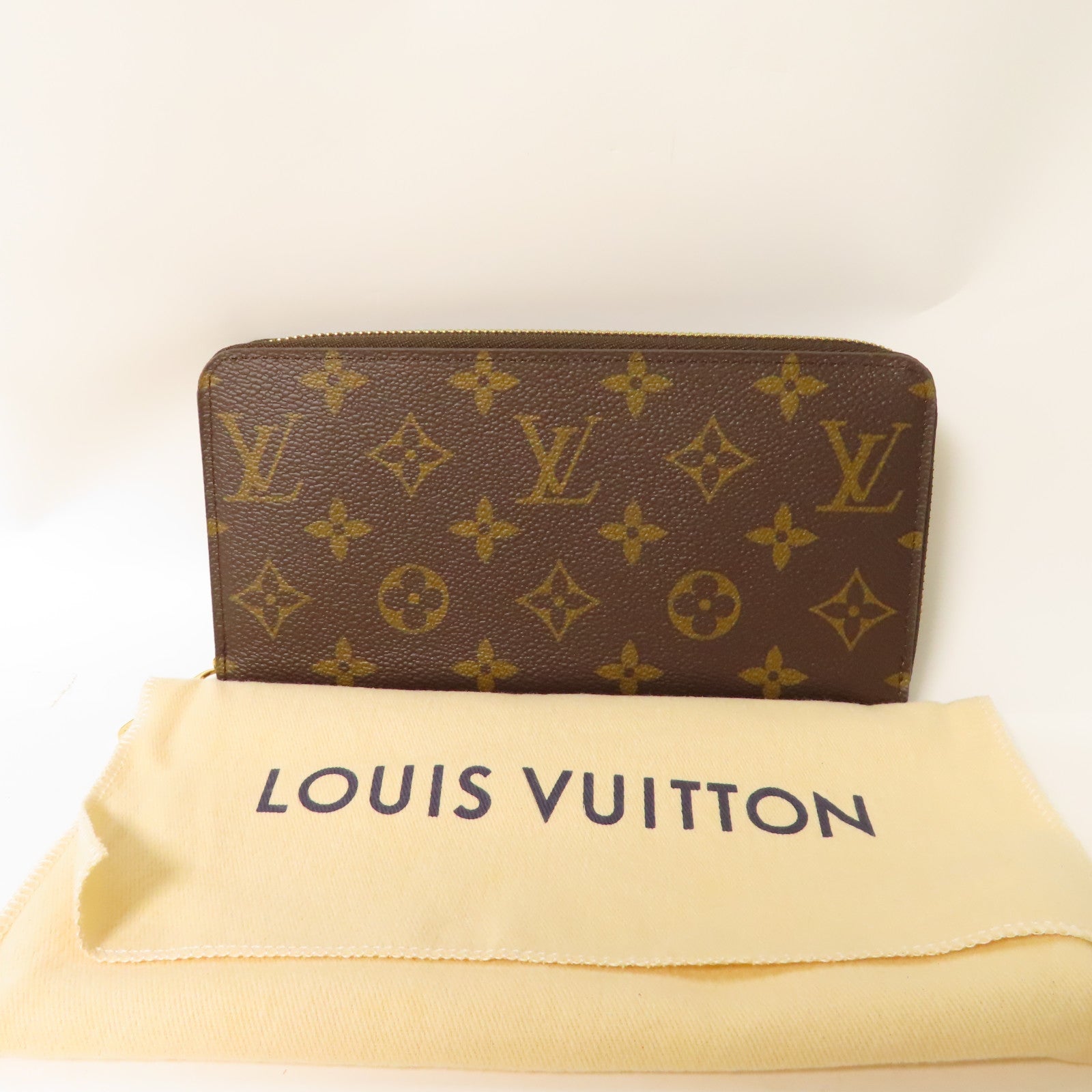 LOUIS VUITTON Monogram Zipper Long Wallet金扣長錢包棕色