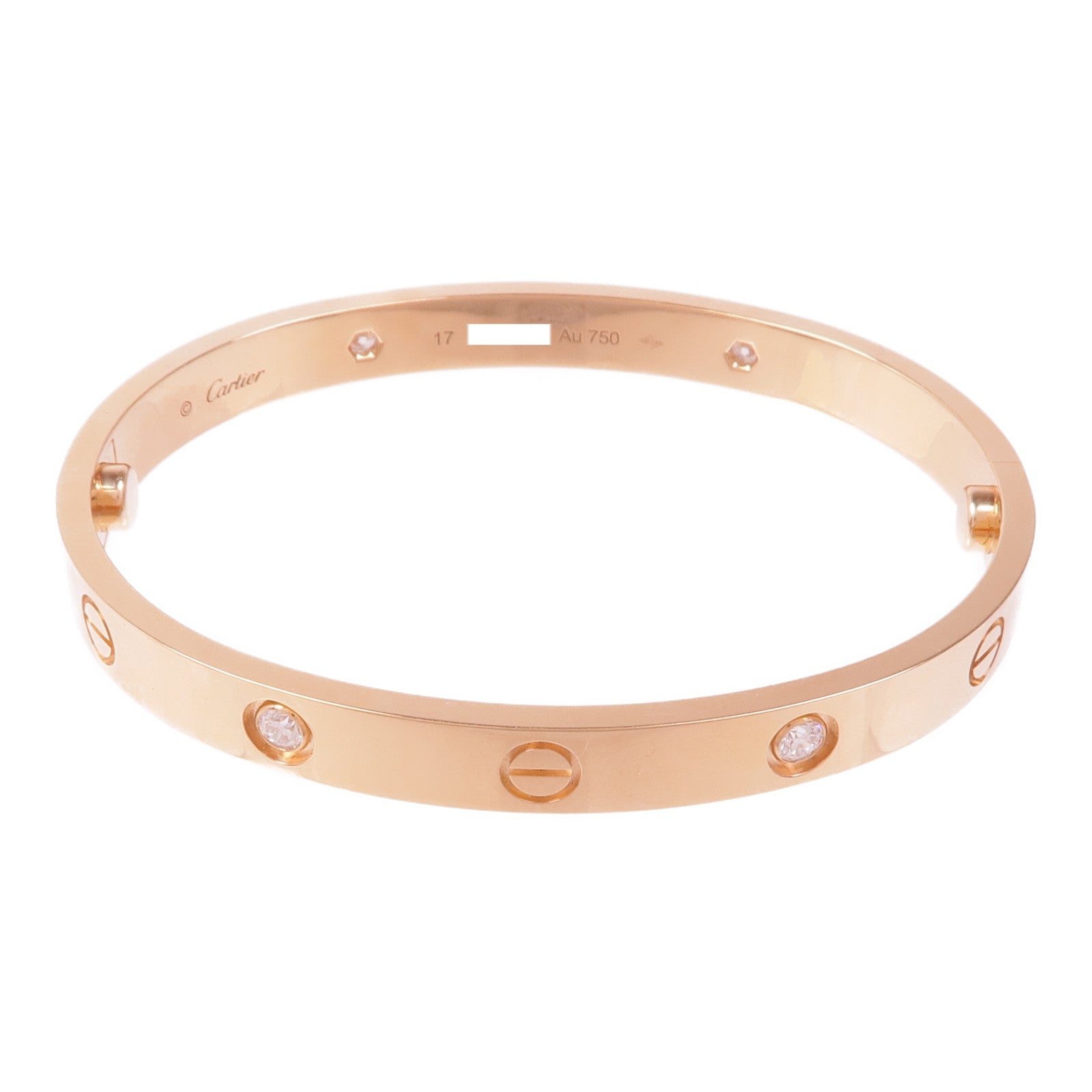 CARTIER 18K玫瑰金Love Bracelet 4P Diamonds鑽石手鐲Cartier#17