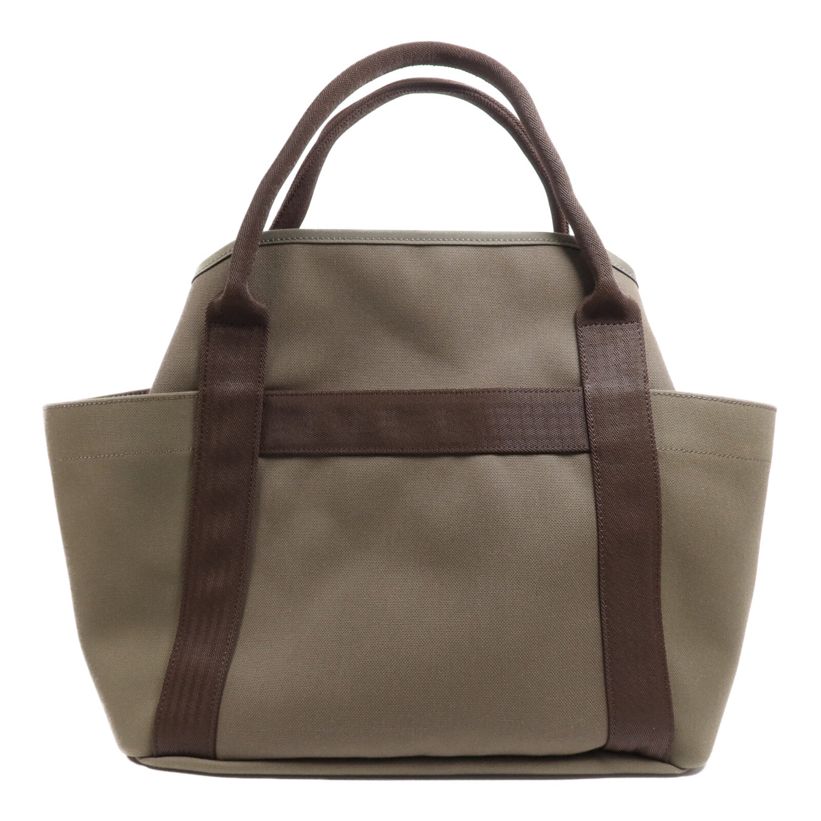 HERMES 【激減優惠】帆布Sac De Pansage Groom銀扣手挽肩背兩用袋Green