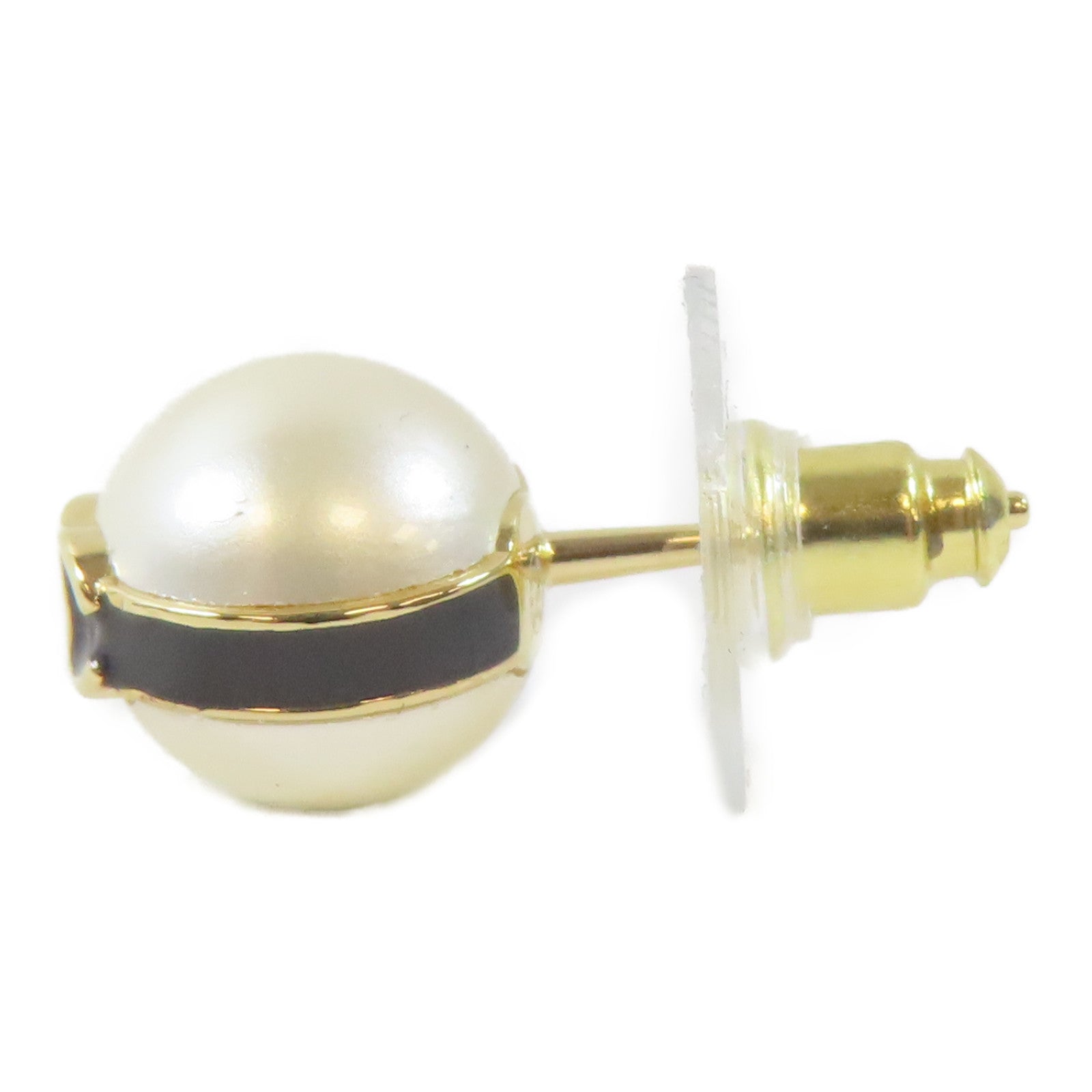 CHANEL 金屬/PVC Pierced Earring耳環黑色/白色