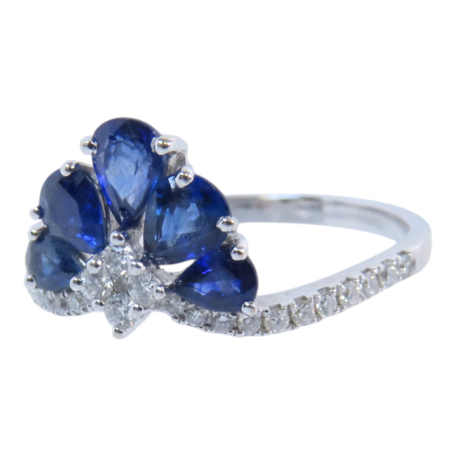 JEWELRY 18K白金Sapphire Diamond Ring藍寶石/鑽石戒指US#9