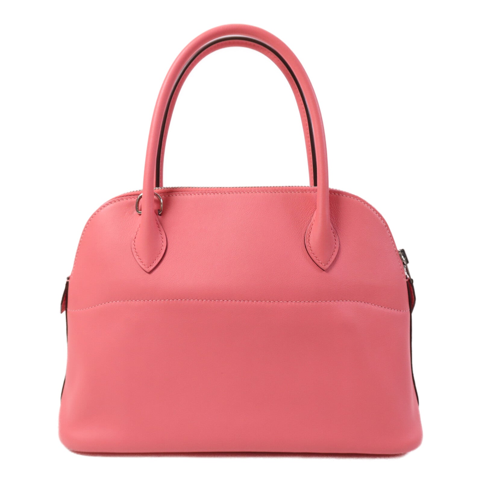 HERMES Swift皮革Bolide 27銀扣手挽肩背兩用袋Rose Azalee