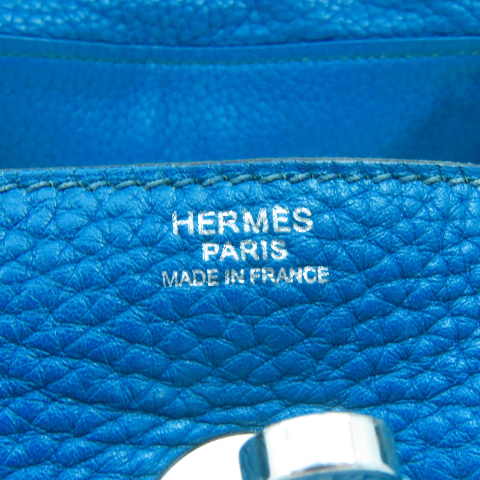 HERMES 【清倉大減價】Clemence皮革Lindy 30銀扣手挽肩背兩用袋藍色