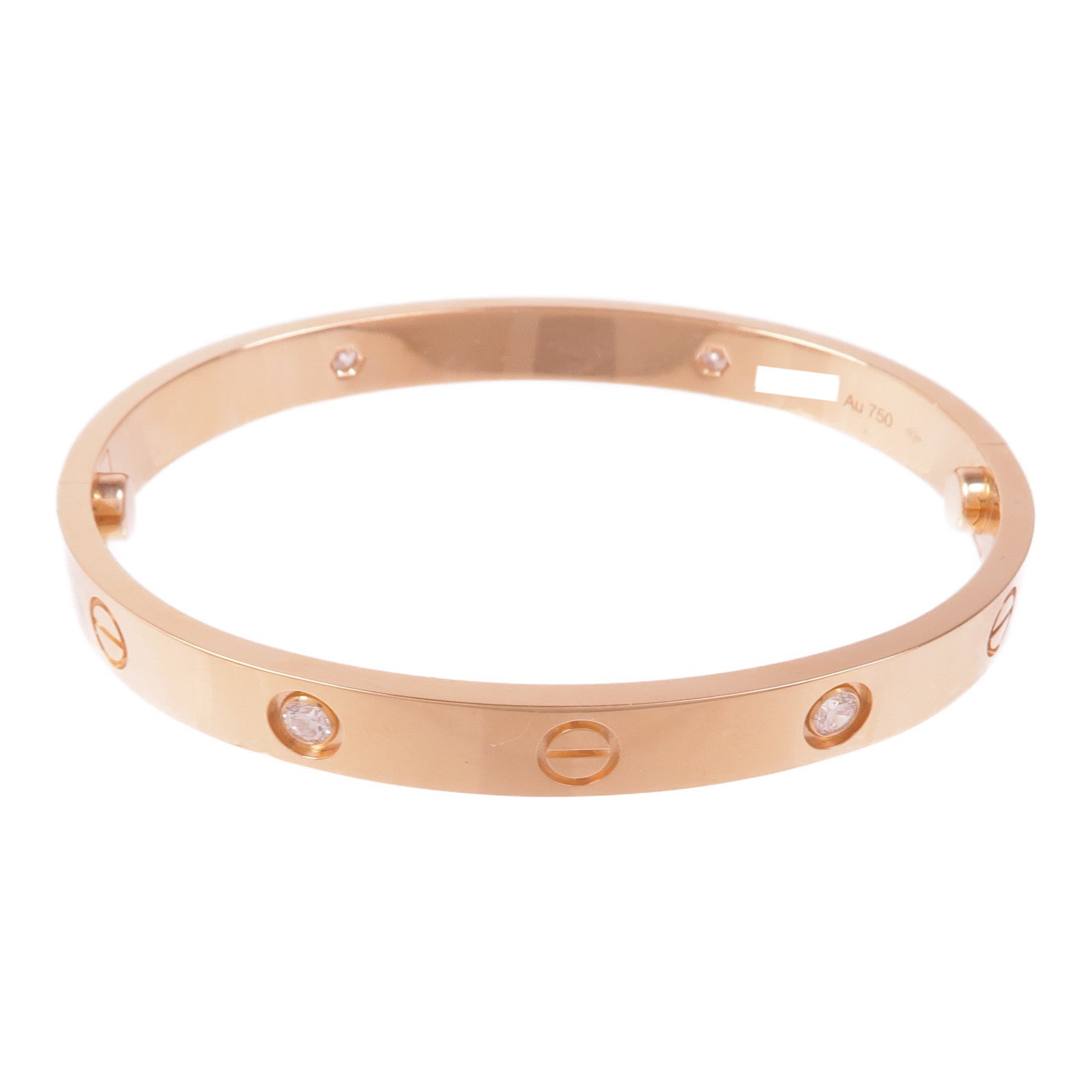 CARTIER 18K玫瑰金Love Bracelet 4P Diamonds鑽石手鐲Cartier#17