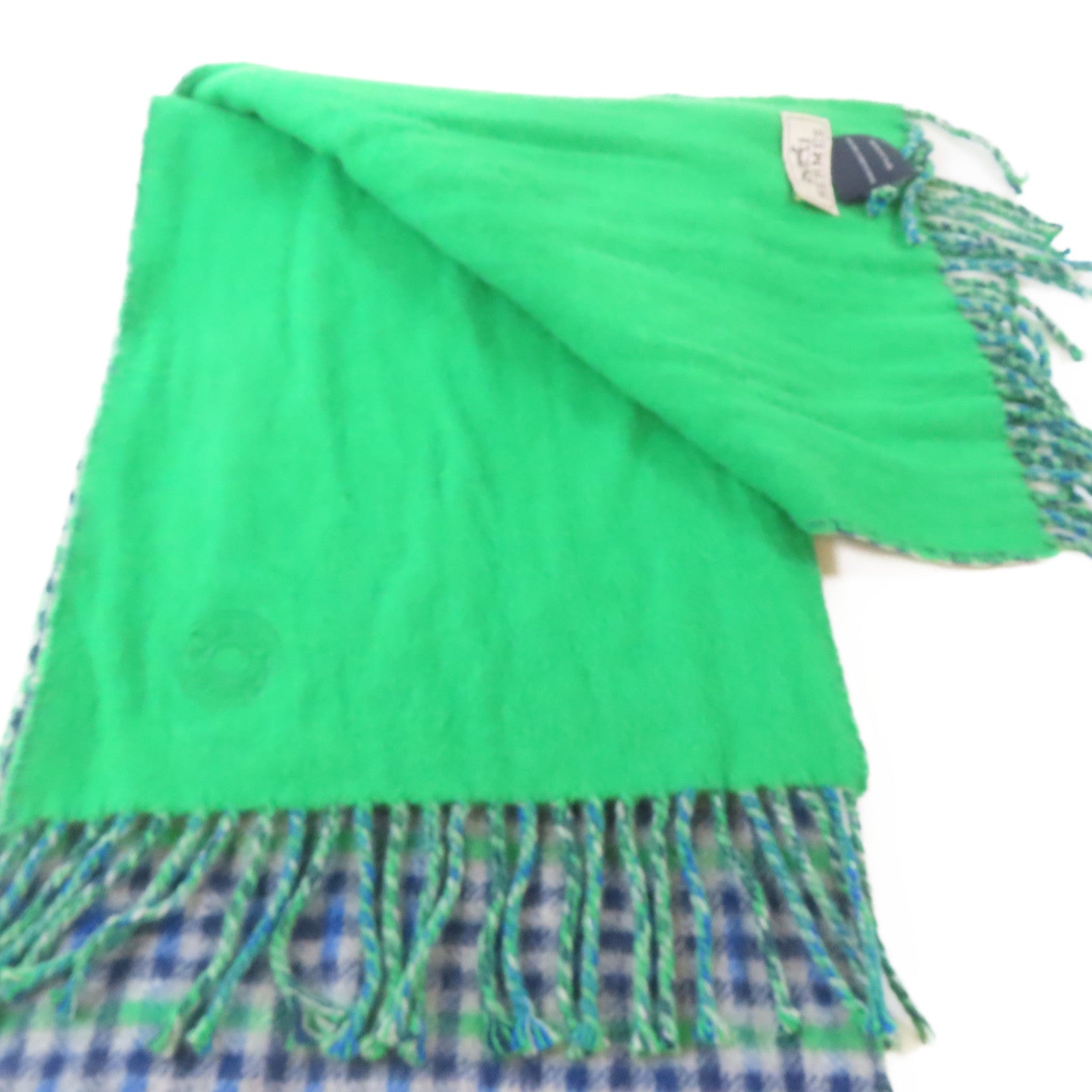HERMES 羊絨Scarf圍巾綠色/藍色