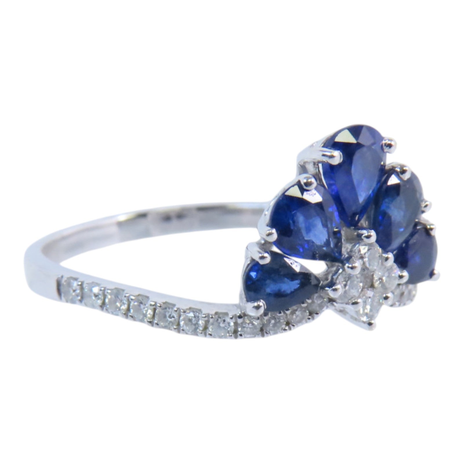 JEWELRY 18K白金Sapphire Diamond Ring藍寶石/鑽石戒指US#9