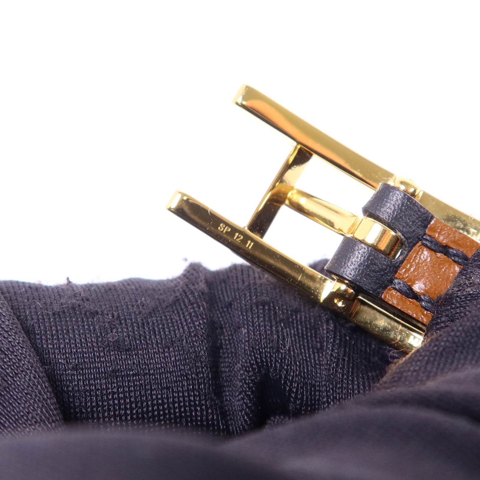 HERMES Swift皮革Behapi Double Tour金扣手鐲Noir