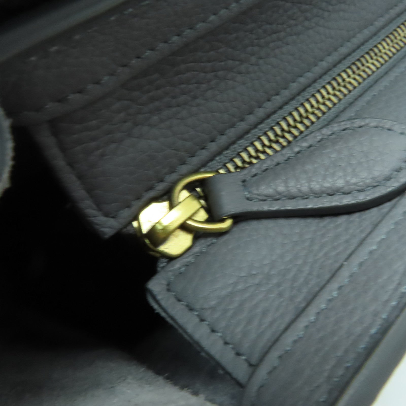 CELINE 牛皮皮革Nano Luggage金扣手挽肩背兩用袋灰色